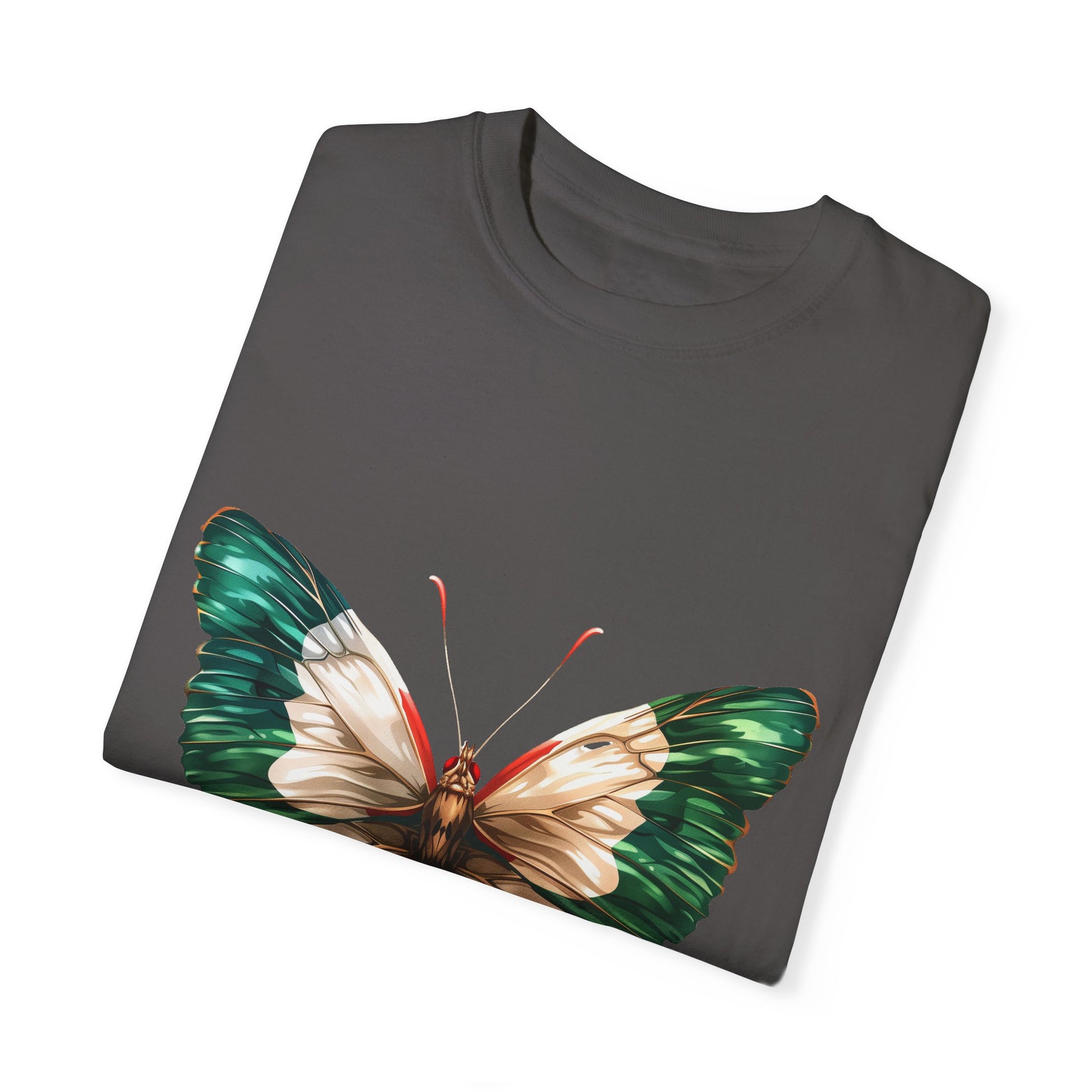 Mexico Flag Butterfly Graphic Unisex Garment Dyed T-shirt Cotton Funny Humorous Graphic Soft Premium Unisex Men Women Graphite T-shirt Birthday Gift-38