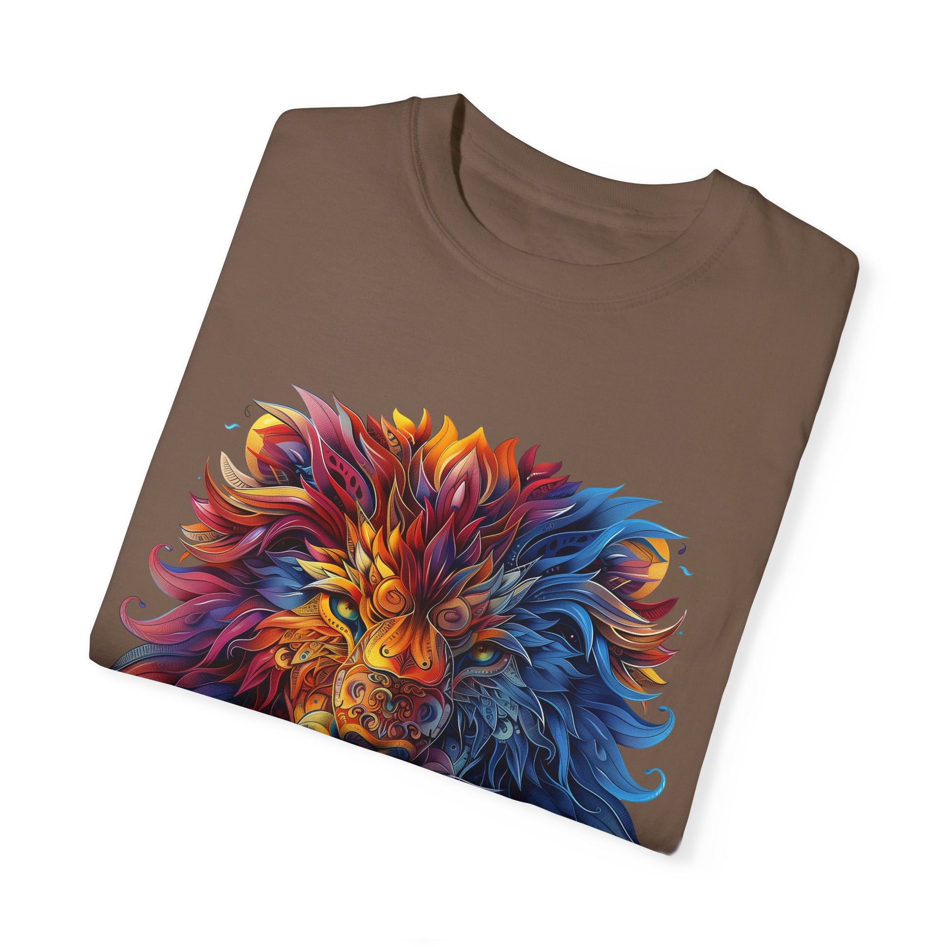 Lion Head Cool Graphic Design Novelty Unisex Garment-dyed T-shirt Cotton Funny Humorous Graphic Soft Premium Unisex Men Women Espresso T-shirt Birthday Gift-59