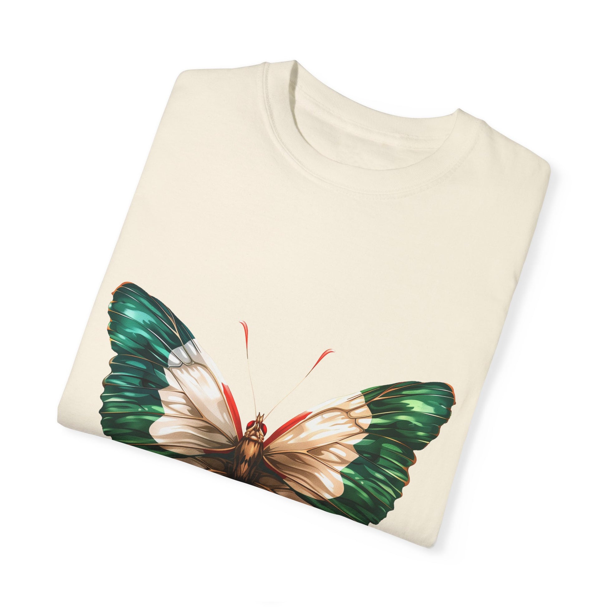 Mexico Flag Butterfly Graphic Unisex Garment Dyed T-shirt Cotton Funny Humorous Graphic Soft Premium Unisex Men Women Ivory T-shirt Birthday Gift-44