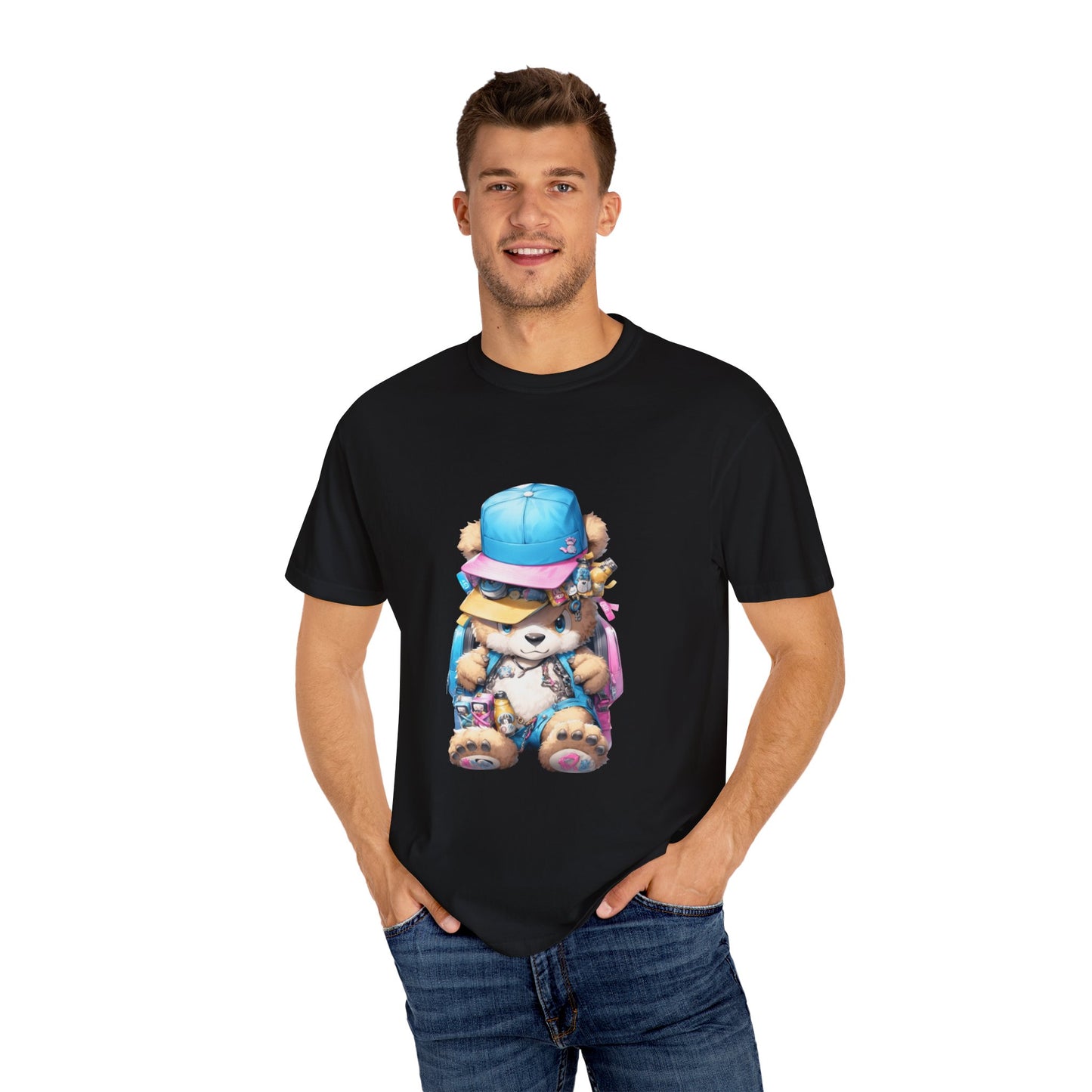 Hip Hop Teddy Bear Graphic Unisex Garment-dyed T-shirt Cotton Funny Humorous Graphic Soft Premium Unisex Men Women Black T-shirt Birthday Gift-18