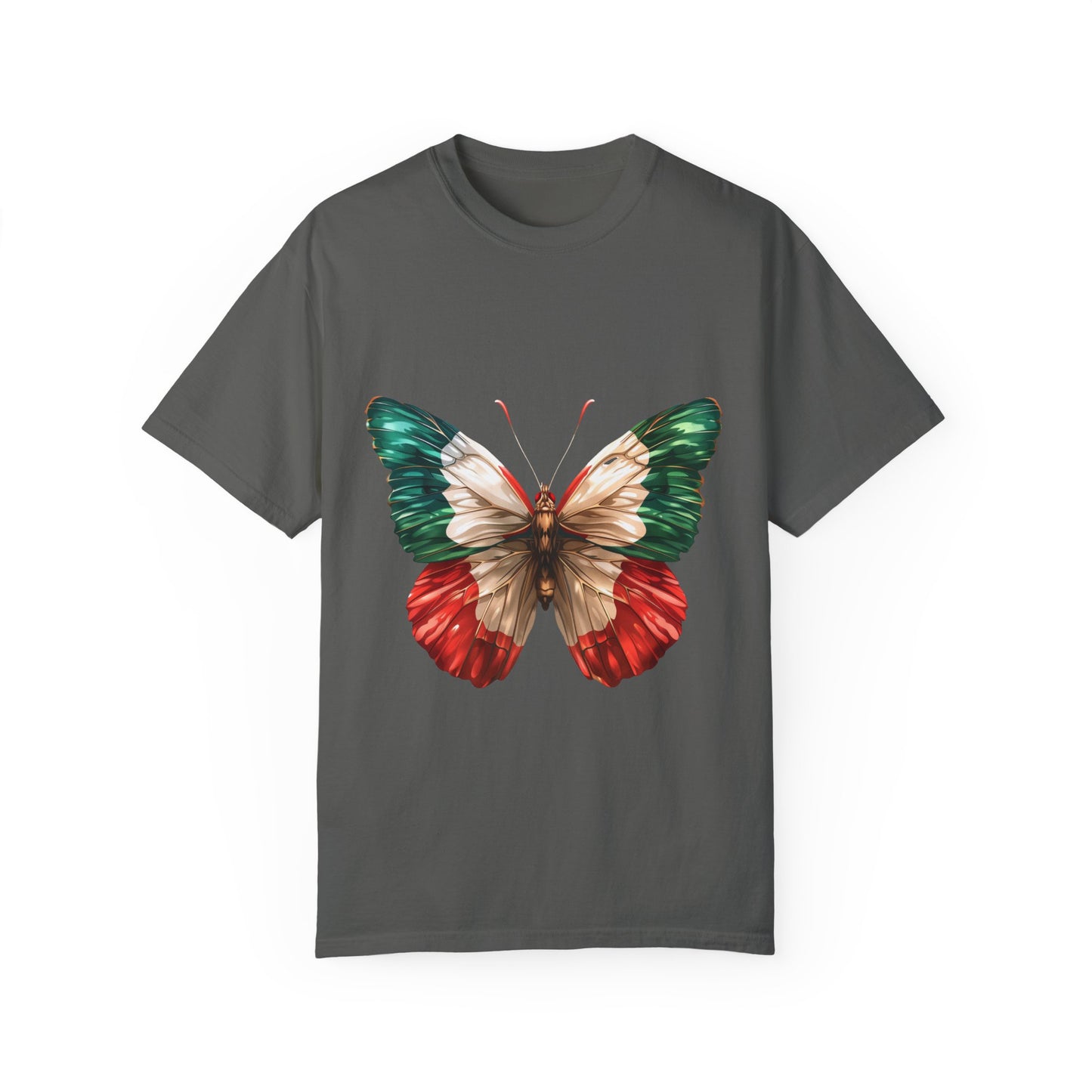 Mexico Flag Butterfly Graphic Unisex Garment Dyed T-shirt Cotton Funny Humorous Graphic Soft Premium Unisex Men Women Pepper T-shirt Birthday Gift-12