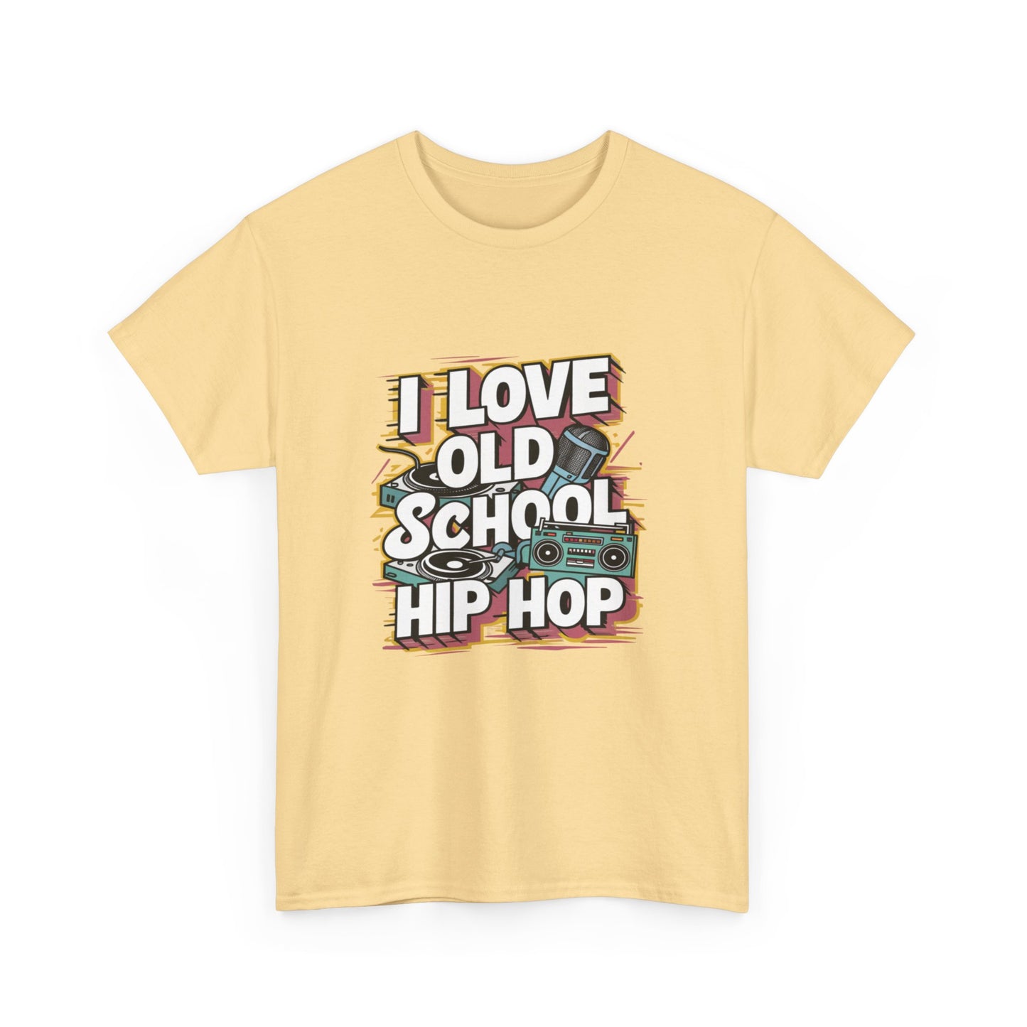 I Love Old School Hip Hop Urban Graphic Unisex Heavy Cotton Tee Cotton Funny Humorous Graphic Soft Premium Unisex Men Women Yellow Haze T-shirt Birthday Gift-45