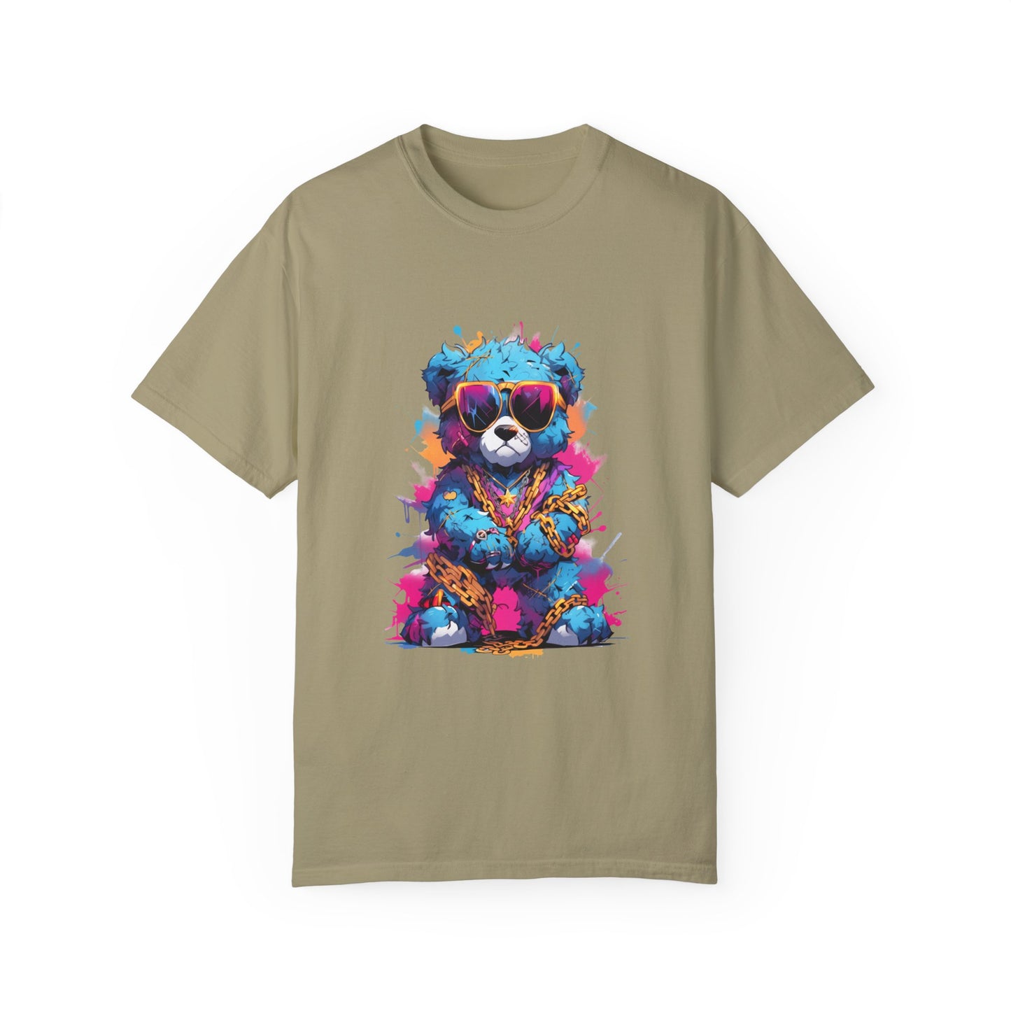 Hip Hop Teddy Bear Graphic Unisex Garment-dyed T-shirt Cotton Funny Humorous Graphic Soft Premium Unisex Men Women Khaki T-shirt Birthday Gift-11