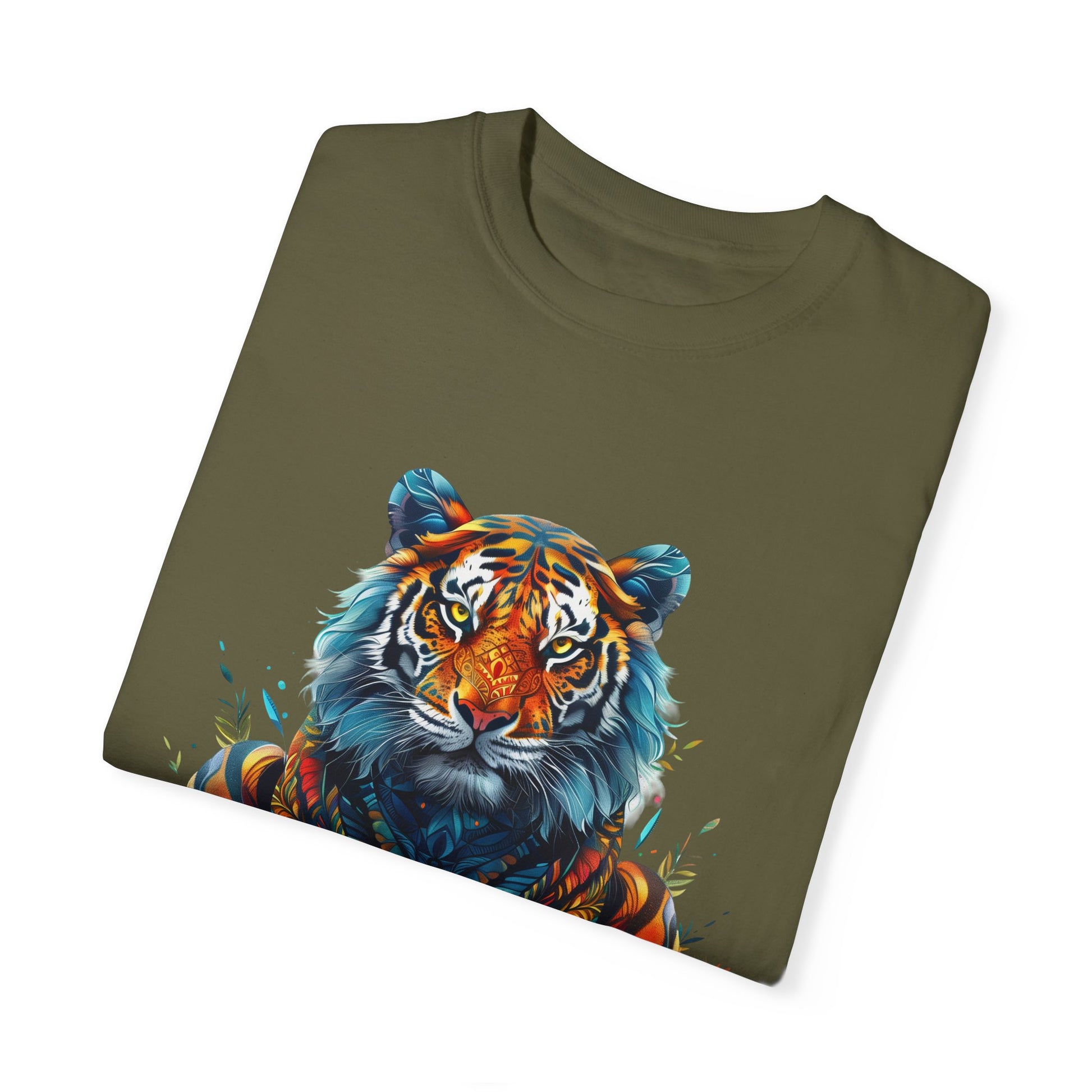 Lion Head Cool Graphic Design Novelty Unisex Garment-dyed T-shirt Cotton Funny Humorous Graphic Soft Premium Unisex Men Women Sage T-shirt Birthday Gift-53