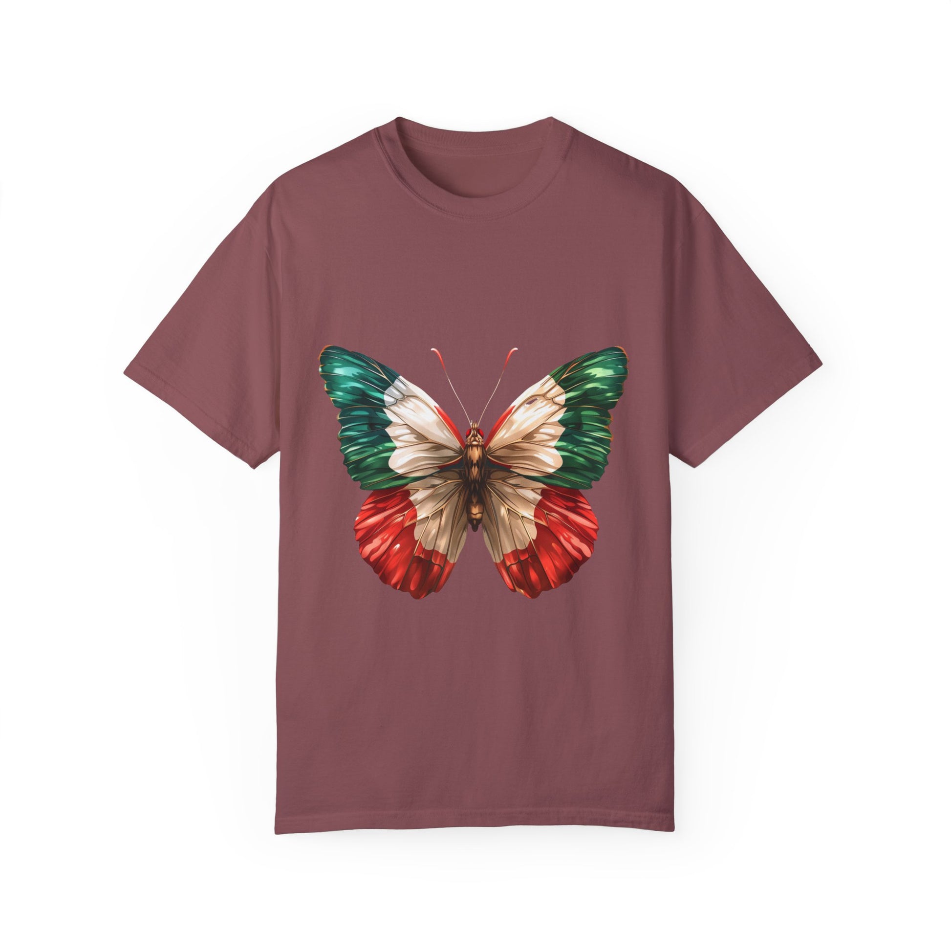 Mexico Flag Butterfly Graphic Unisex Garment Dyed T-shirt Cotton Funny Humorous Graphic Soft Premium Unisex Men Women Brick T-shirt Birthday Gift-5