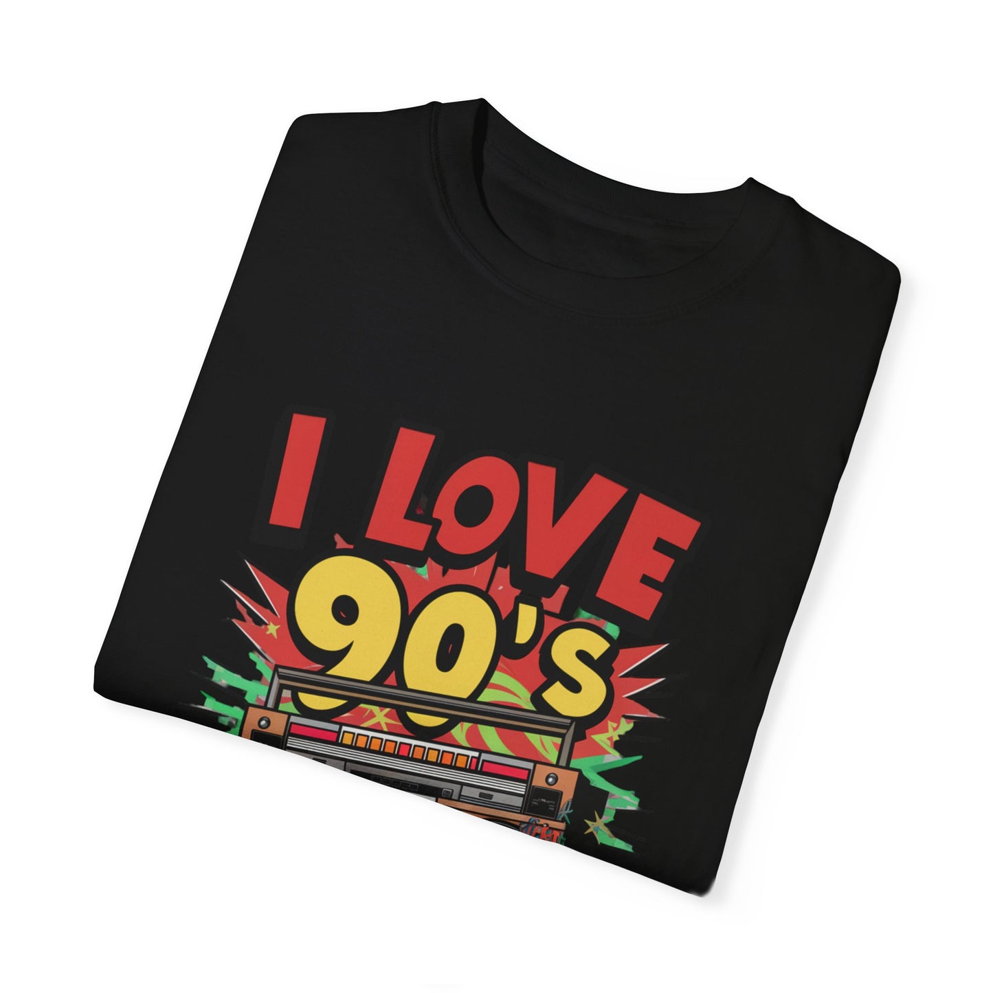 I Love 90's Hip Hop Graphic Unisex Garment-dyed T-shirt Cotton Funny Humorous Graphic Soft Premium Unisex Men Women Black T-shirt Birthday Gift-17