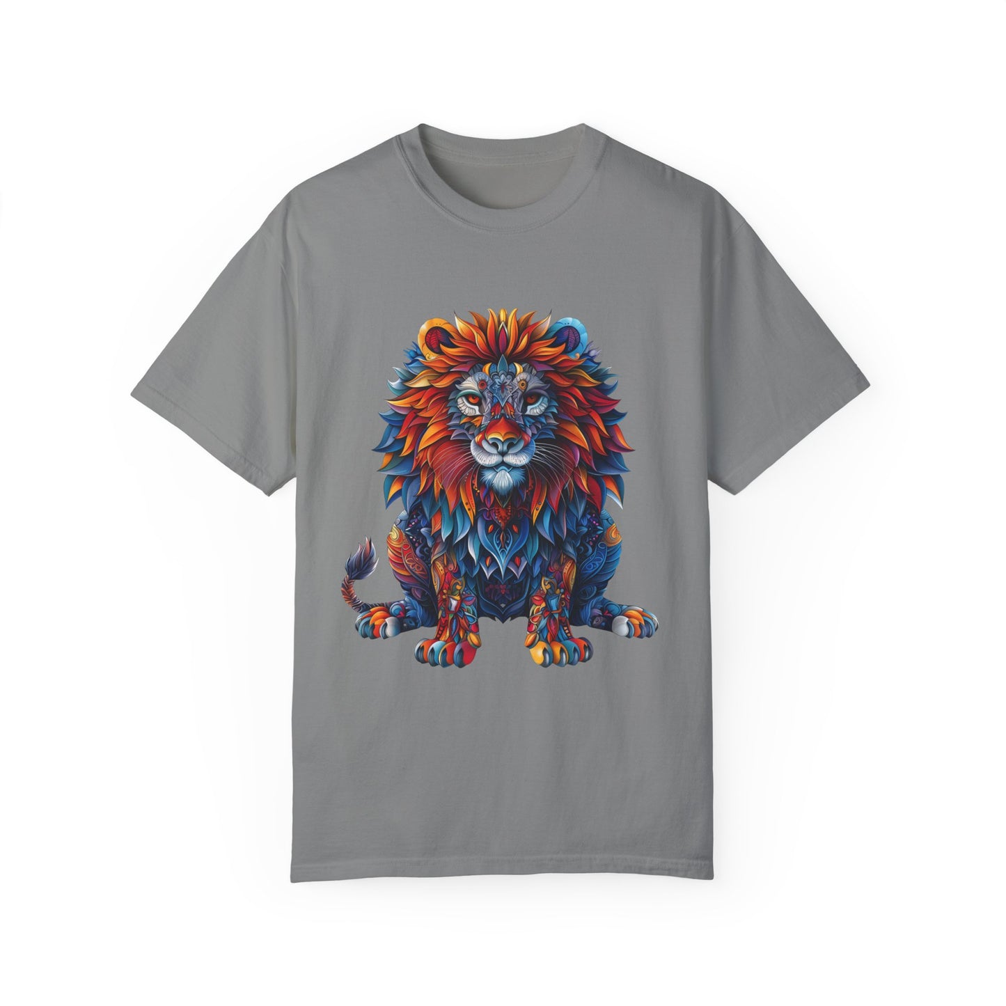 Lion Head Cool Graphic Design Novelty Unisex Garment-dyed T-shirt Cotton Funny Humorous Graphic Soft Premium Unisex Men Women Granite T-shirt Birthday Gift-4