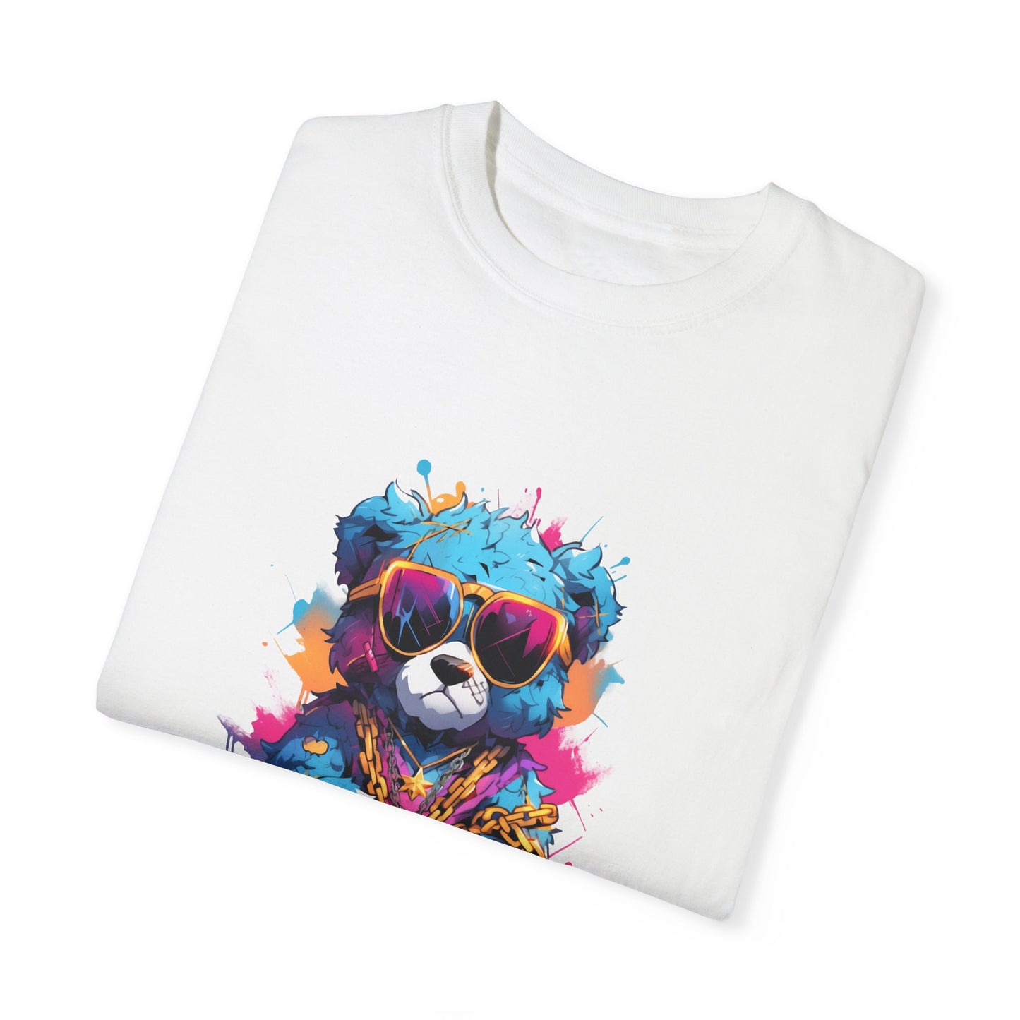 Hip Hop Teddy Bear Graphic Unisex Garment-dyed T-shirt Cotton Funny Humorous Graphic Soft Premium Unisex Men Women White T-shirt Birthday Gift-23