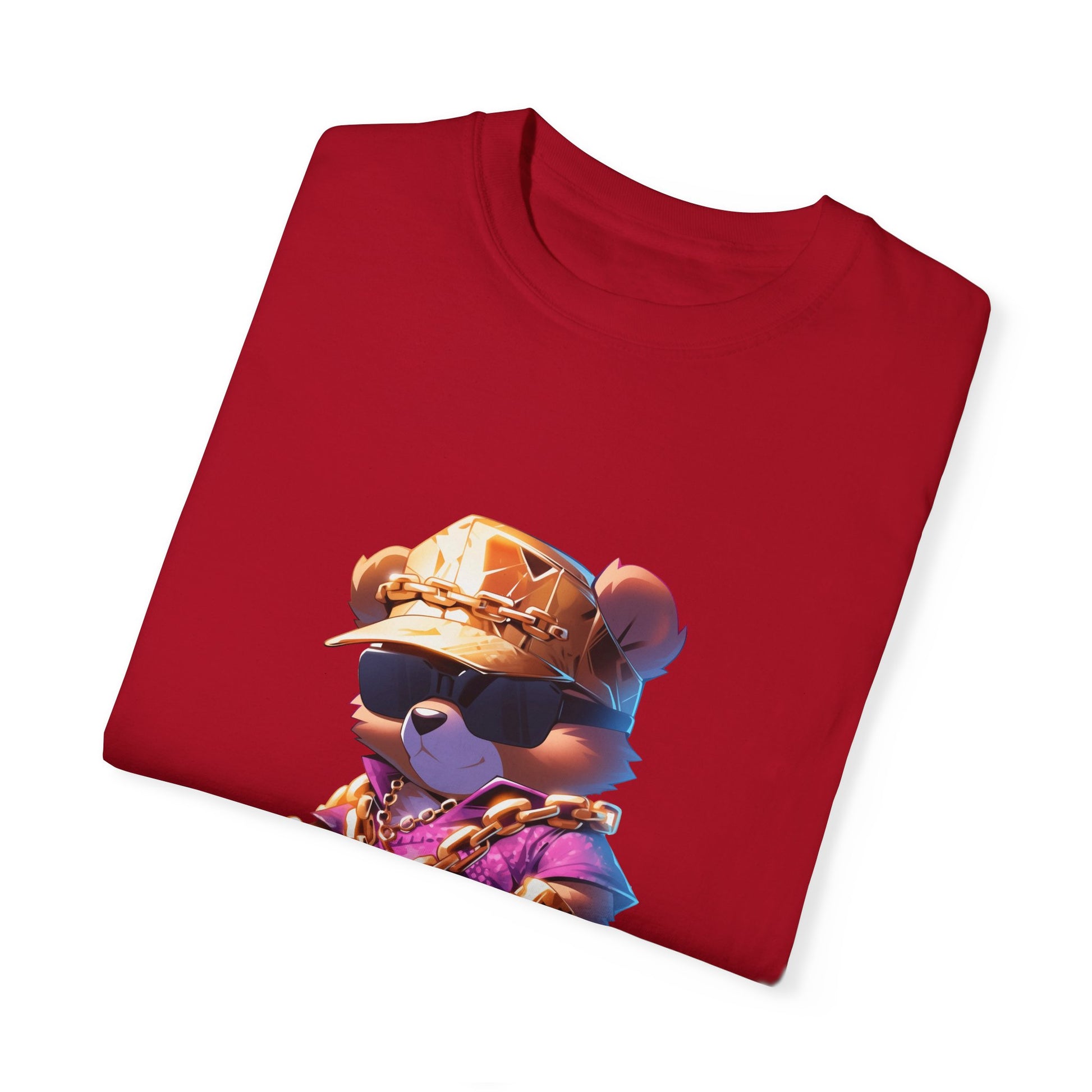 Hip Hop Teddy Bear Graphic Unisex Garment-dyed T-shirt Cotton Funny Humorous Graphic Soft Premium Unisex Men Women Red T-shirt Birthday Gift-20