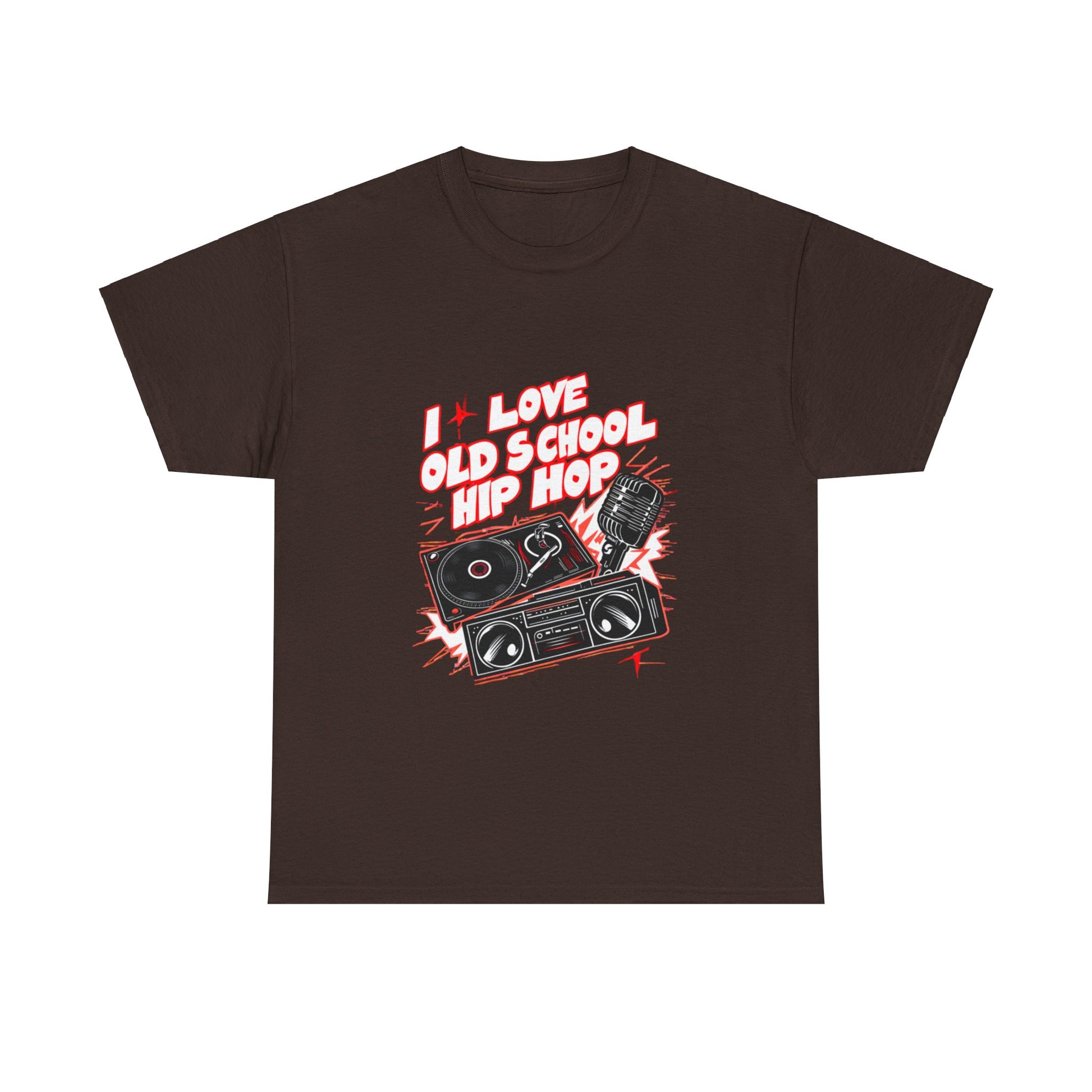 I Love Old School Hip Hop Urban Graphic Unisex Heavy Cotton Tee Cotton Funny Humorous Graphic Soft Premium Unisex Men Women Dark Chocolate T-shirt Birthday Gift-3