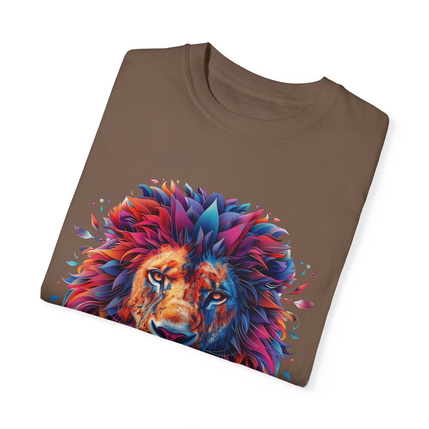 Lion Head Cool Graphic Design Novelty Unisex Garment-dyed T-shirt Cotton Funny Humorous Graphic Soft Premium Unisex Men Women Espresso T-shirt Birthday Gift-59