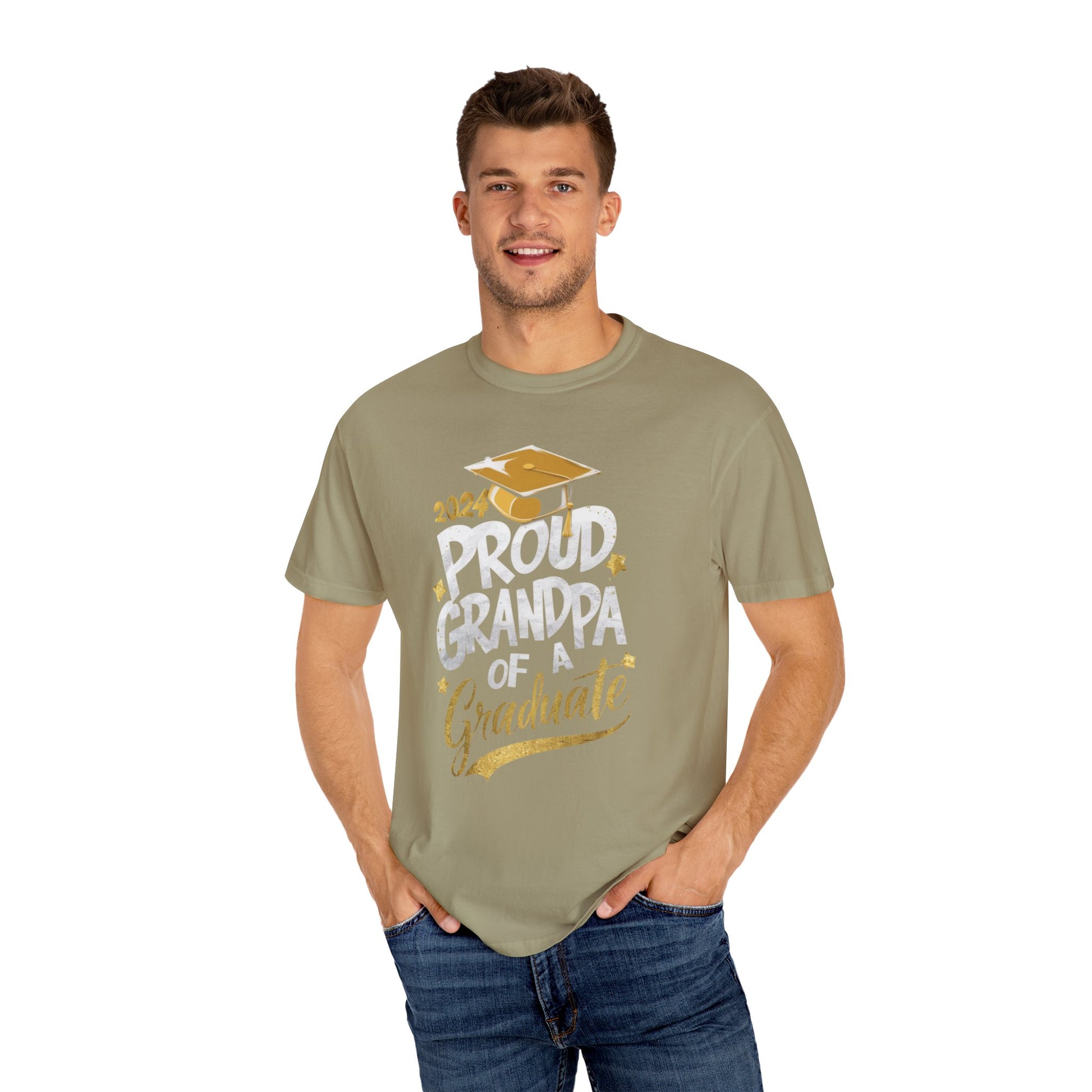 Proud Grandpa of a 2024 Graduate Unisex Garment-dyed T-shirt Cotton Funny Humorous Graphic Soft Premium Unisex Men Women Khaki T-shirt Birthday Gift-48