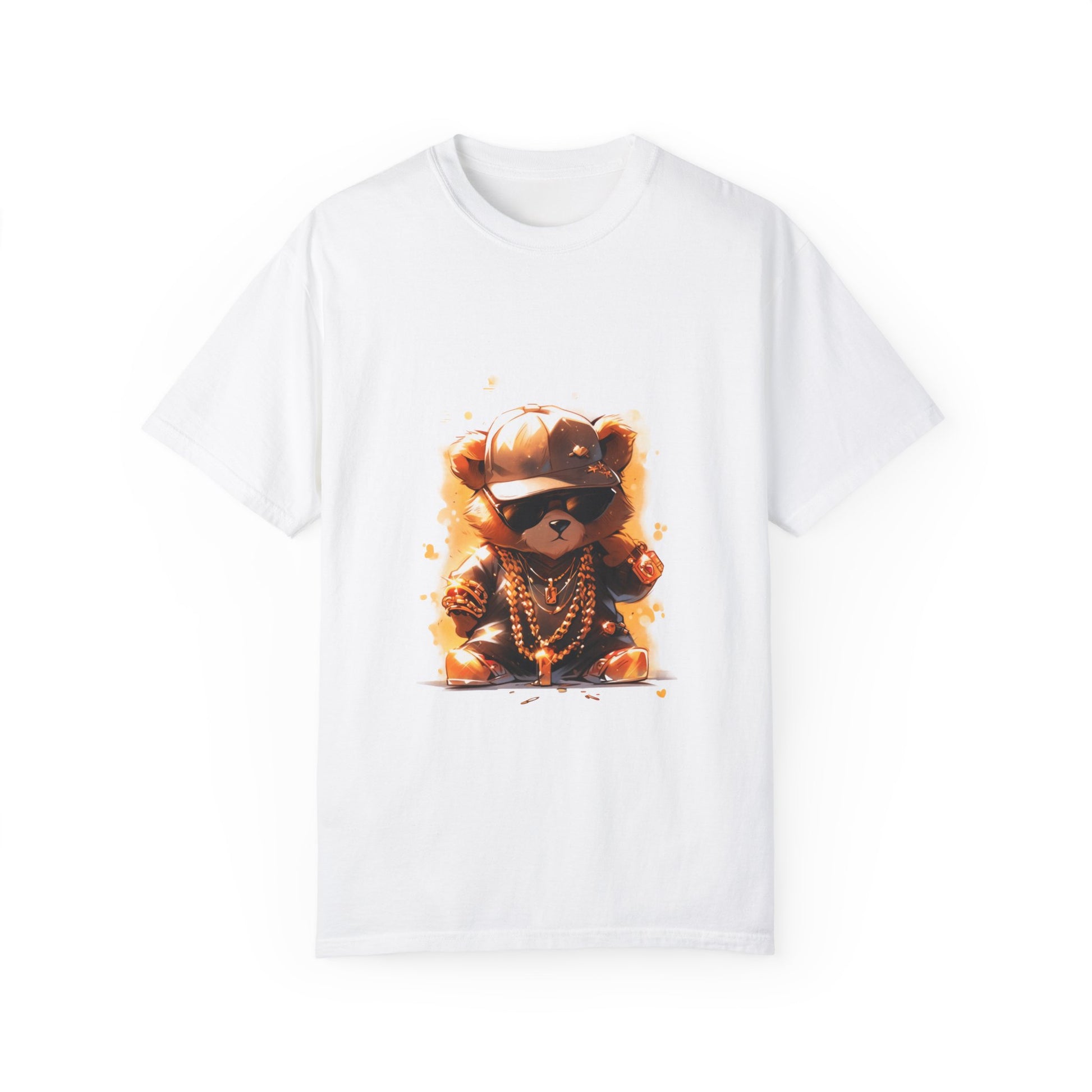 Hip Hop Teddy Bear Graphic Unisex Garment-dyed T-shirt Cotton Funny Humorous Graphic Soft Premium Unisex Men Women White T-shirt Birthday Gift-3