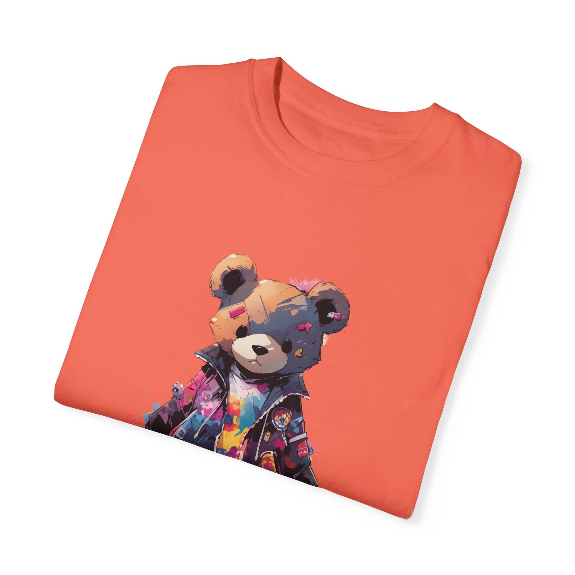 Hip Hop Teddy Bear Graphic Unisex Garment-dyed T-shirt Cotton Funny Humorous Graphic Soft Premium Unisex Men Women Bright Salmon T-shirt Birthday Gift-32