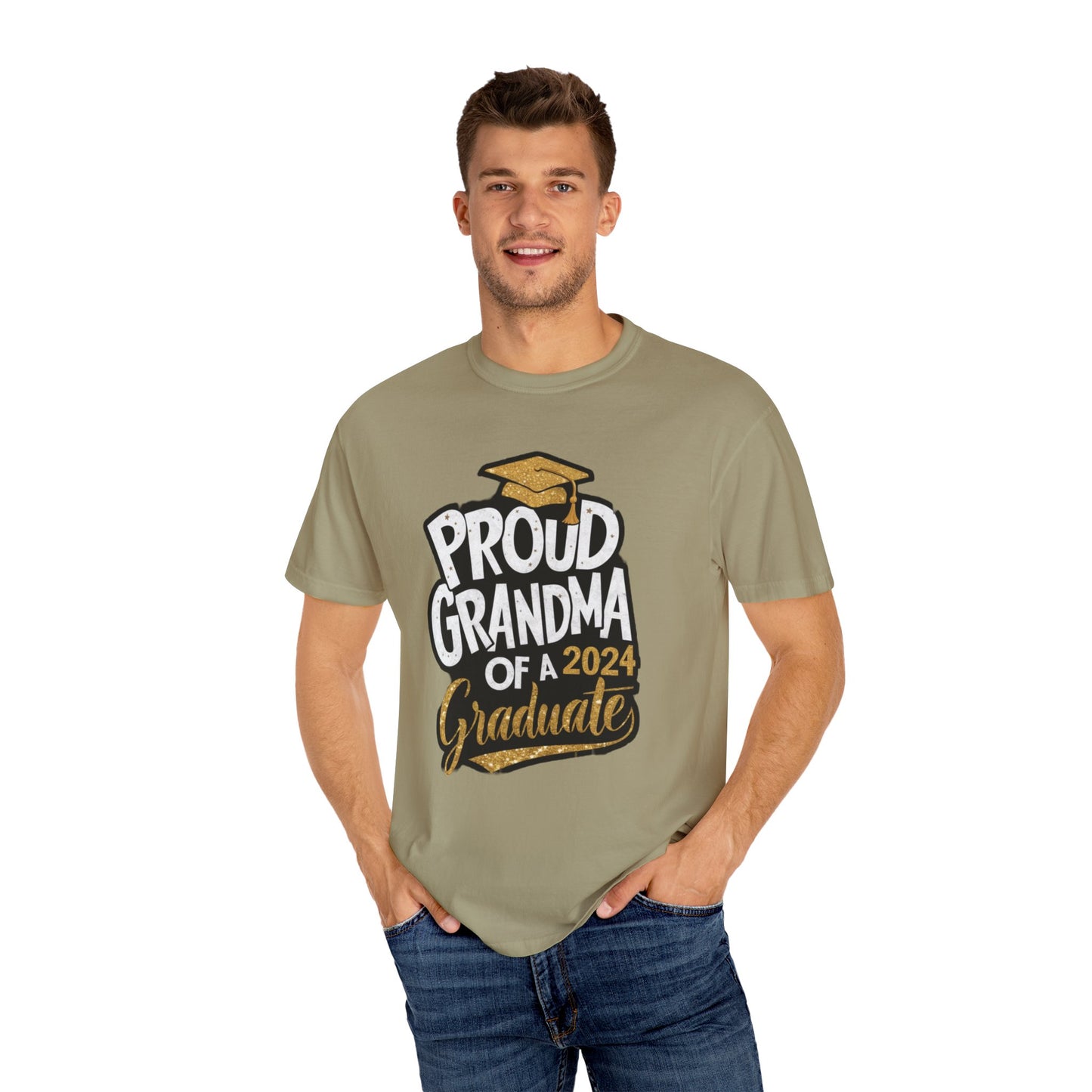 Proud of Grandma 2024 Graduate Unisex Garment-dyed T-shirt Cotton Funny Humorous Graphic Soft Premium Unisex Men Women Khaki T-shirt Birthday Gift-48