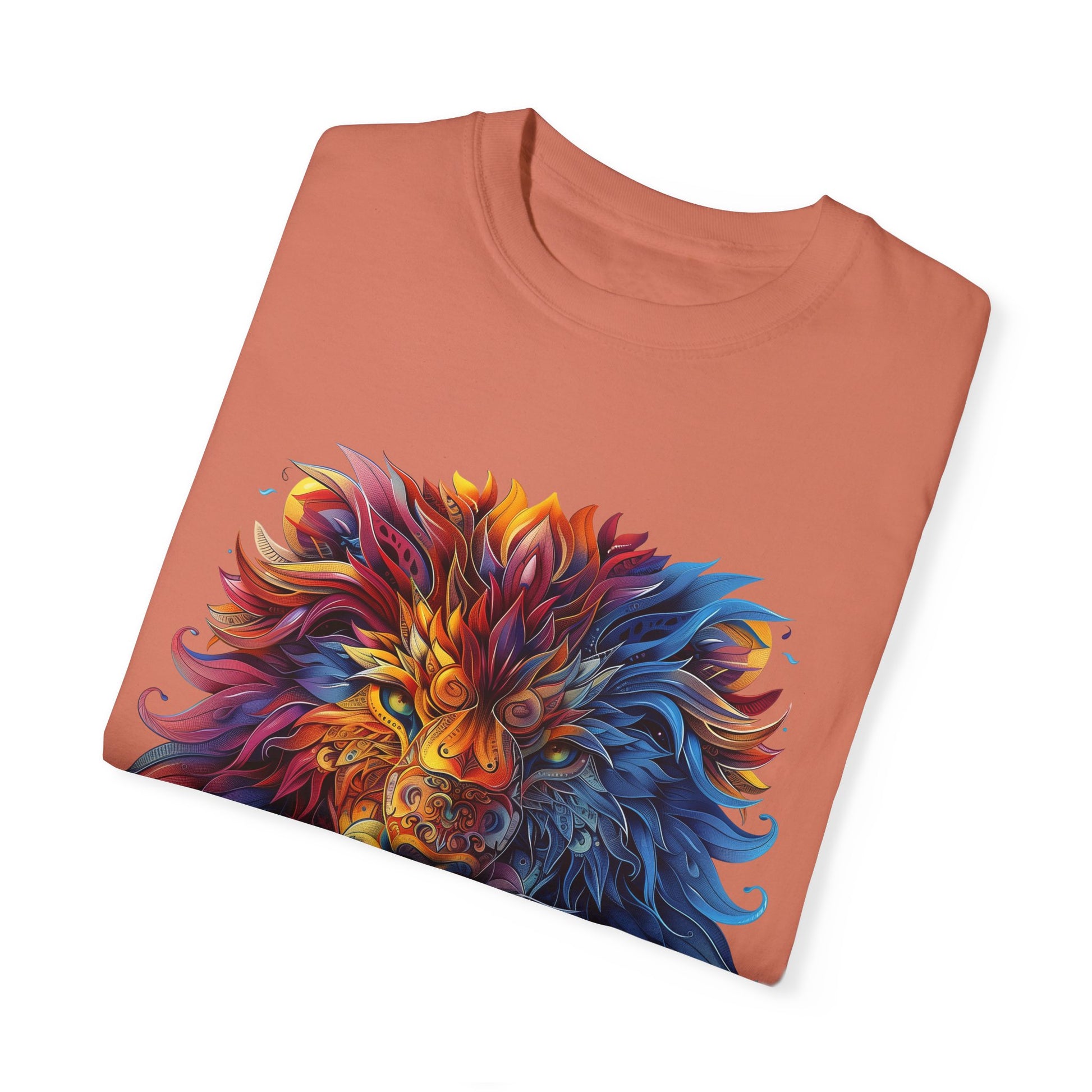 Lion Head Cool Graphic Design Novelty Unisex Garment-dyed T-shirt Cotton Funny Humorous Graphic Soft Premium Unisex Men Women Terracotta T-shirt Birthday Gift-56
