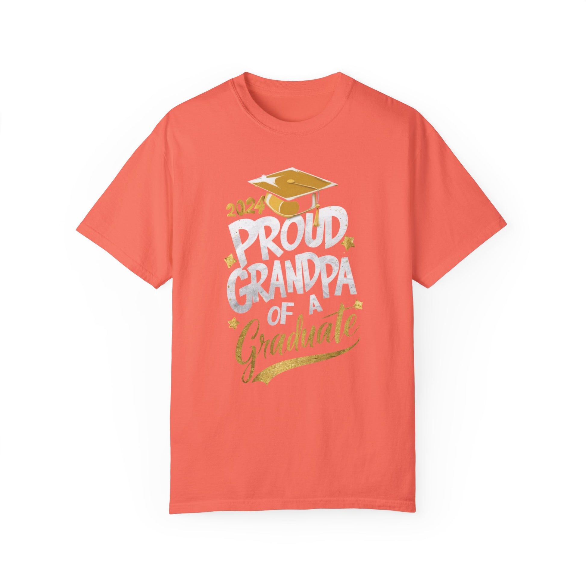 Proud Grandpa of a 2024 Graduate Unisex Garment-dyed T-shirt Cotton Funny Humorous Graphic Soft Premium Unisex Men Women Bright Salmon T-shirt Birthday Gift-6