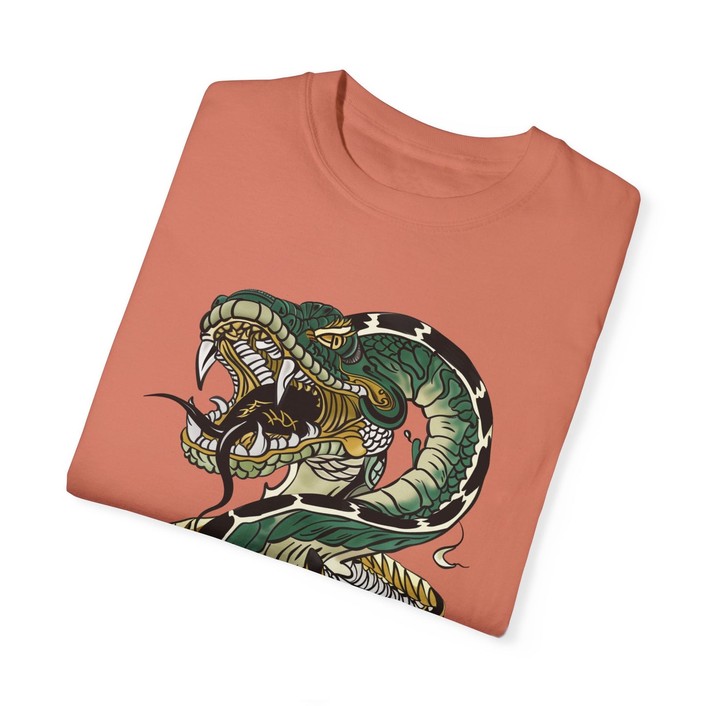 Irezumi Art King Cobra Snake Japanese Tattoo Style Graphic Unisex Garment-dyed T-shirt Cotton Funny Humorous Graphic Soft Premium Unisex Men Women Terracotta T-shirt Birthday Gift-56