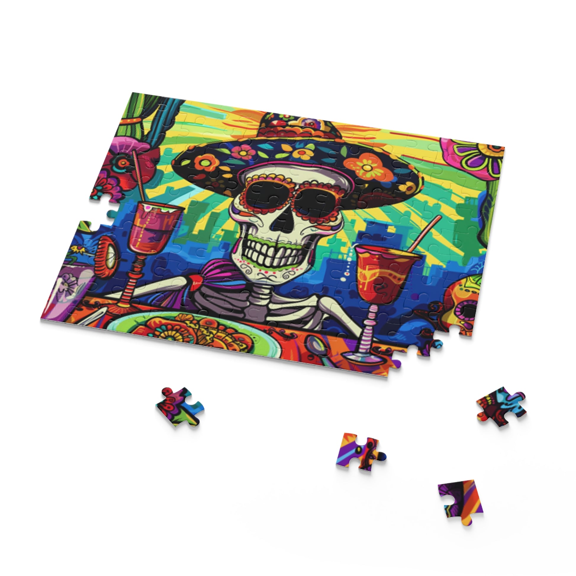 Mexican Art Day of the Dead Día de Muertos Jigsaw Puzzle Adult Birthday Business Jigsaw Puzzle Gift for Him Funny Humorous Indoor Outdoor Game Gift For Her Online-7