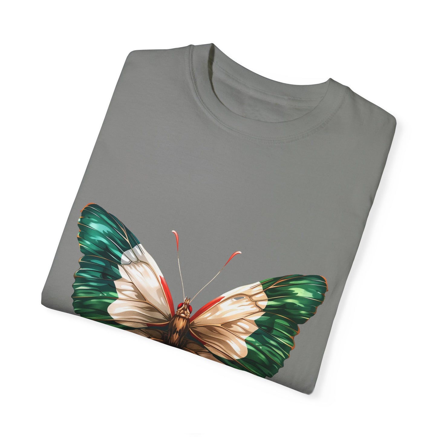 Mexico Flag Butterfly Graphic Unisex Garment Dyed T-shirt Cotton Funny Humorous Graphic Soft Premium Unisex Men Women Granite T-shirt Birthday Gift-26