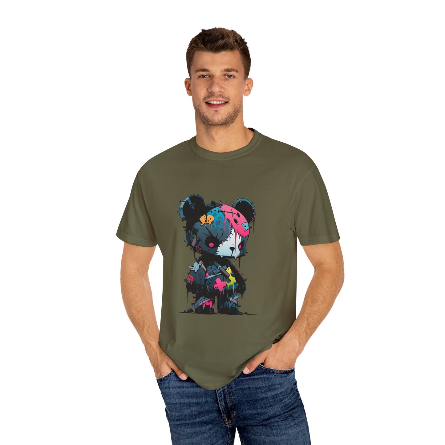 Hip Hop Teddy Bear Graphic Unisex Garment-dyed T-shirt Cotton Funny Humorous Graphic Soft Premium Unisex Men Women Sage T-shirt Birthday Gift-54