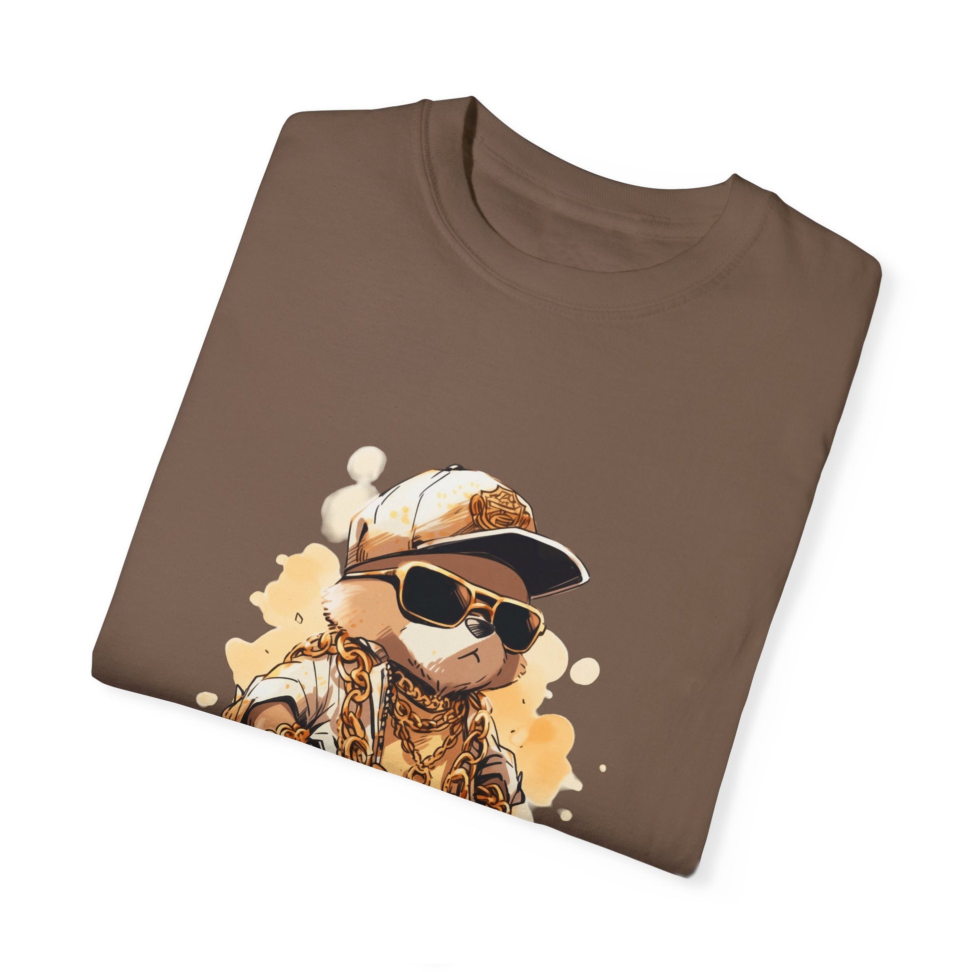 Hip Hop Teddy Bear Graphic Unisex Garment-dyed T-shirt Cotton Funny Humorous Graphic Soft Premium Unisex Men Women Espresso T-shirt Birthday Gift-59