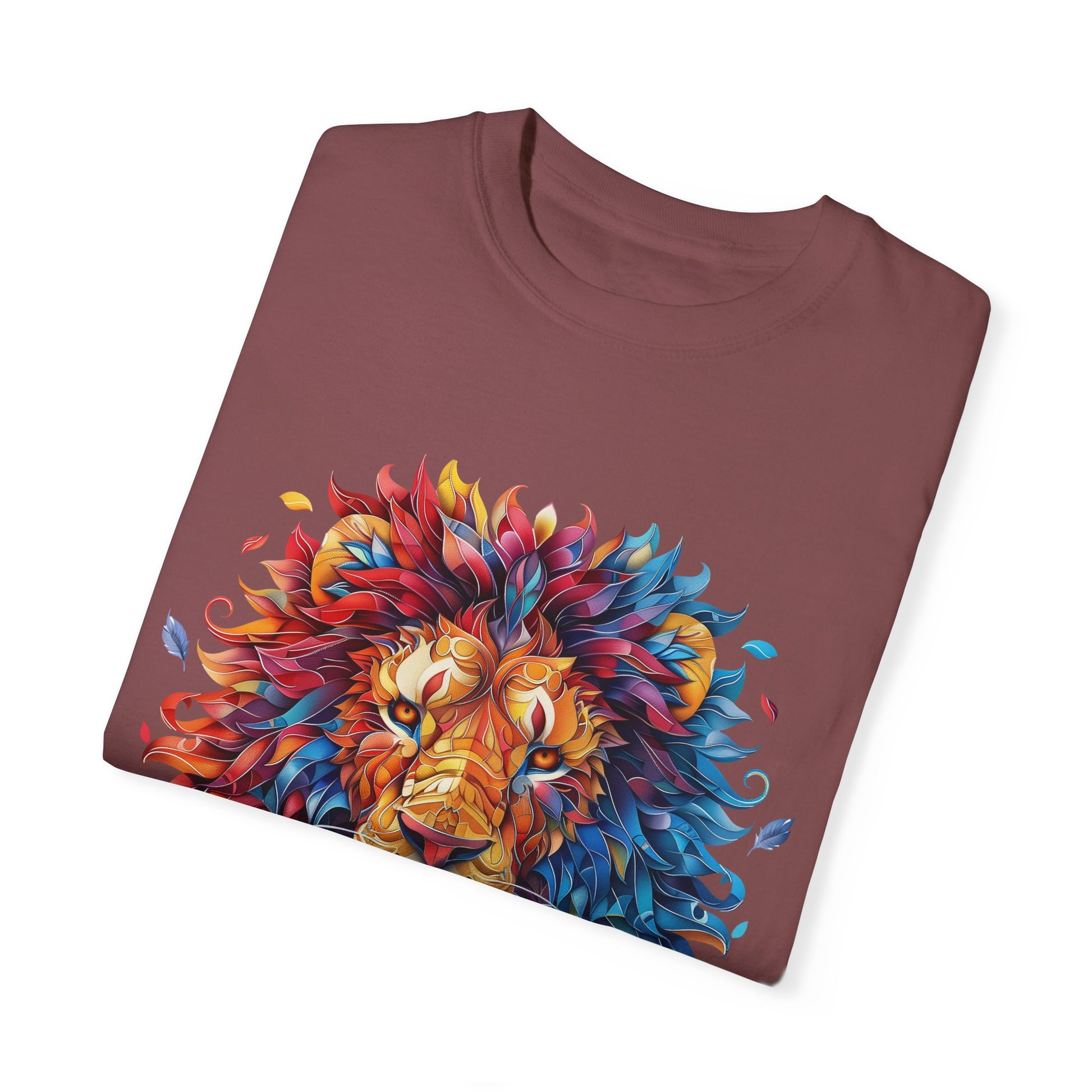 Lion Head Cool Graphic Design Novelty Unisex Garment-dyed T-shirt Cotton Funny Humorous Graphic Soft Premium Unisex Men Women Brick T-shirt Birthday Gift-29