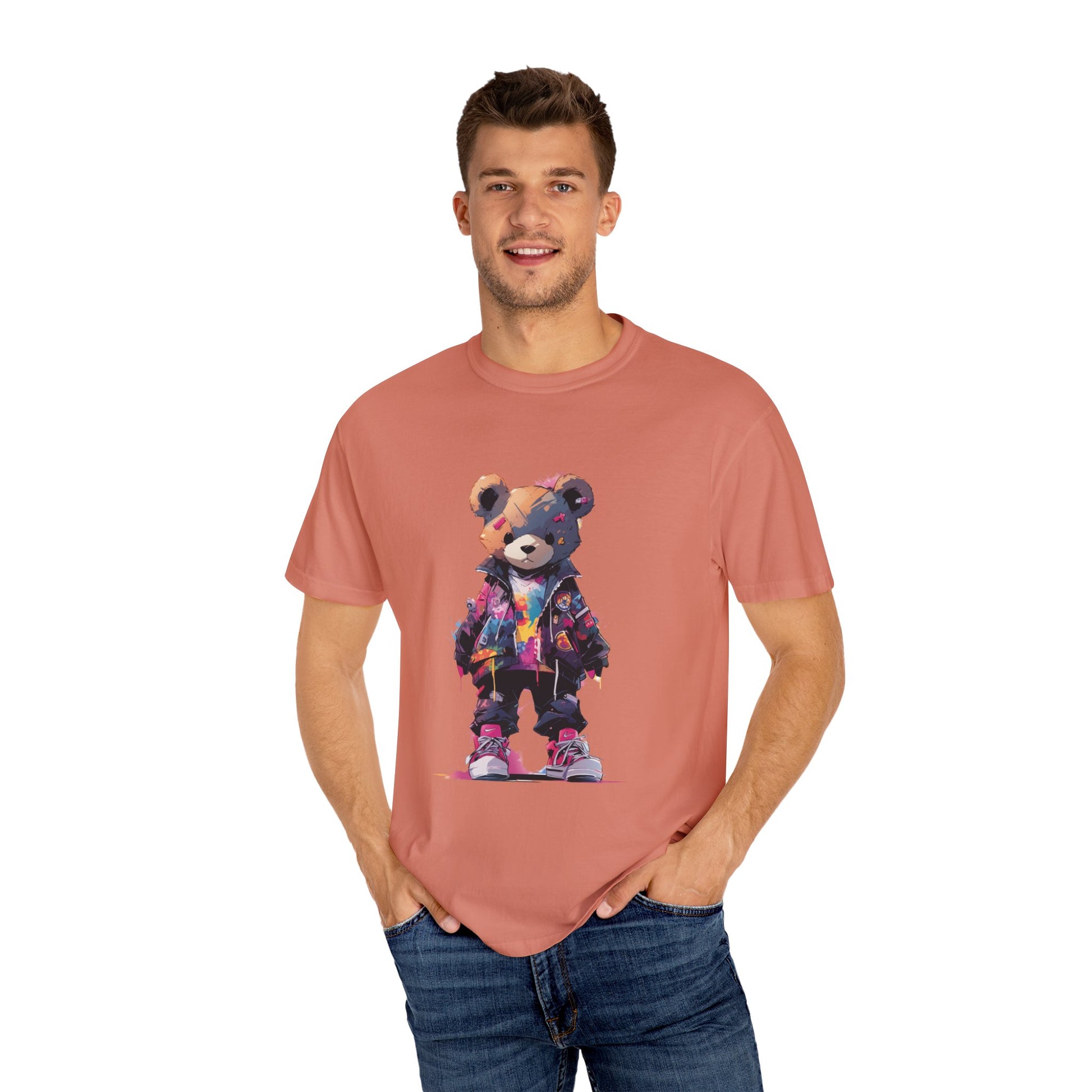 Hip Hop Teddy Bear Graphic Unisex Garment-dyed T-shirt Cotton Funny Humorous Graphic Soft Premium Unisex Men Women Terracotta T-shirt Birthday Gift-57