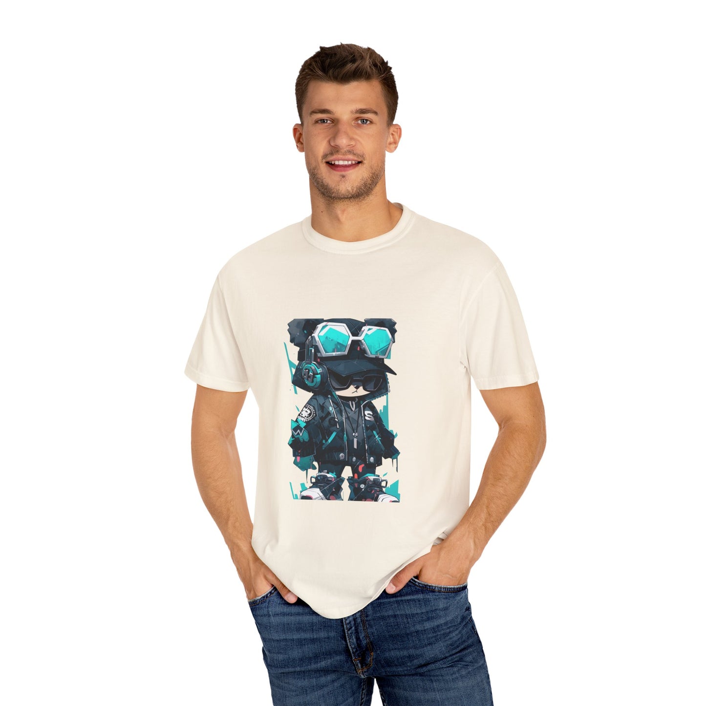 Hip Hop Teddy Bear Graphic Unisex Garment-dyed T-shirt Cotton Funny Humorous Graphic Soft Premium Unisex Men Women Ivory T-shirt Birthday Gift-45