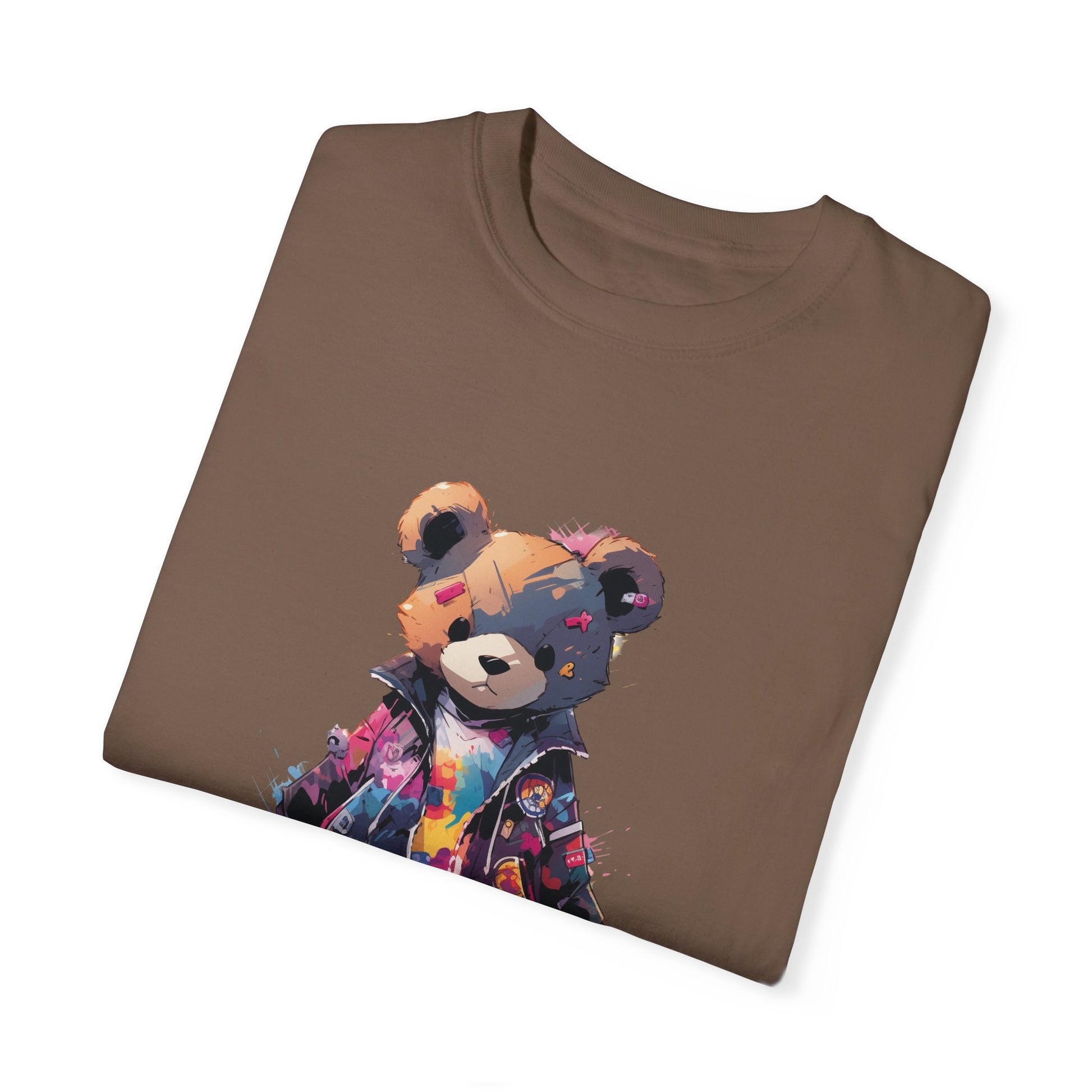 Hip Hop Teddy Bear Graphic Unisex Garment-dyed T-shirt Cotton Funny Humorous Graphic Soft Premium Unisex Men Women Espresso T-shirt Birthday Gift-59