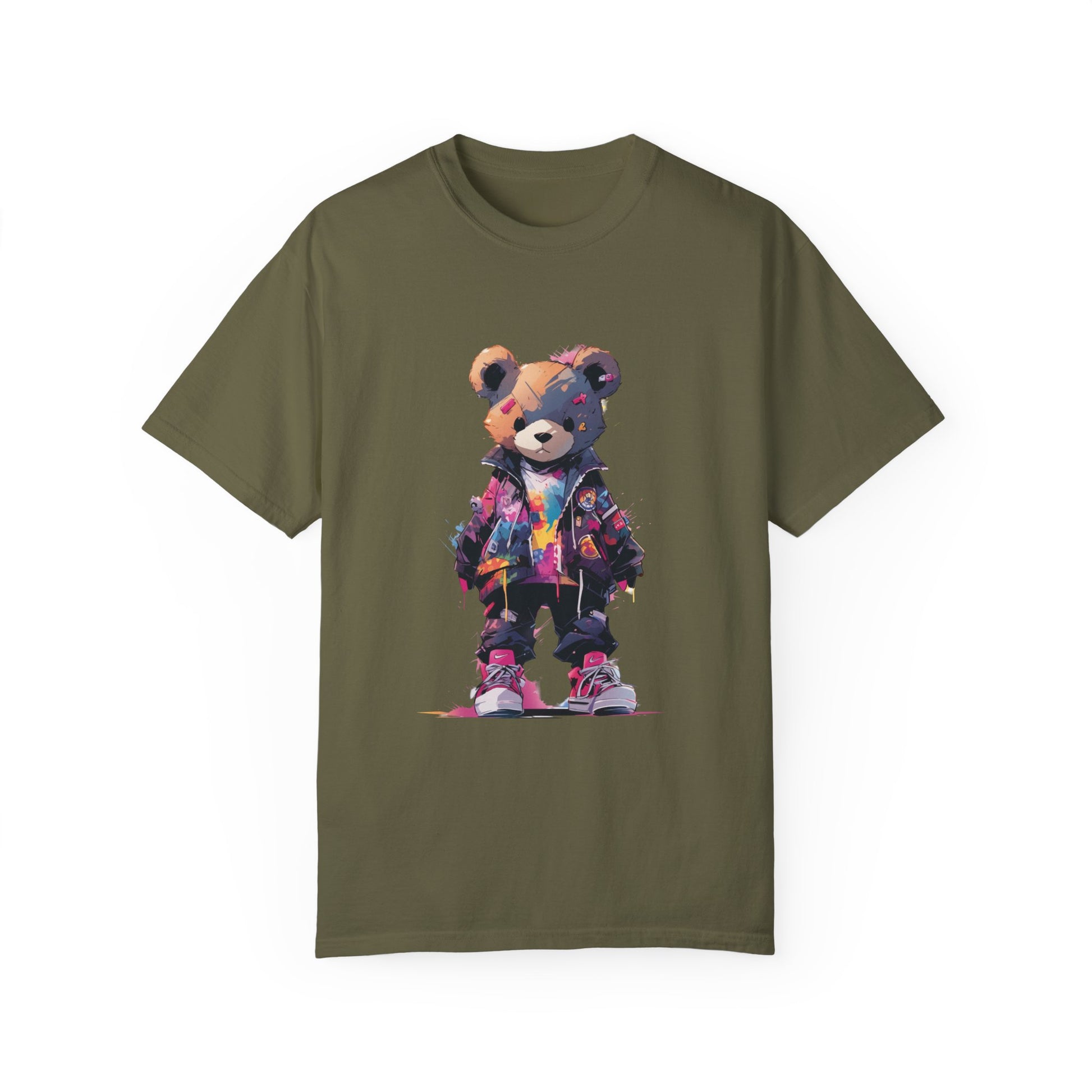 Hip Hop Teddy Bear Graphic Unisex Garment-dyed T-shirt Cotton Funny Humorous Graphic Soft Premium Unisex Men Women Sage T-shirt Birthday Gift-13