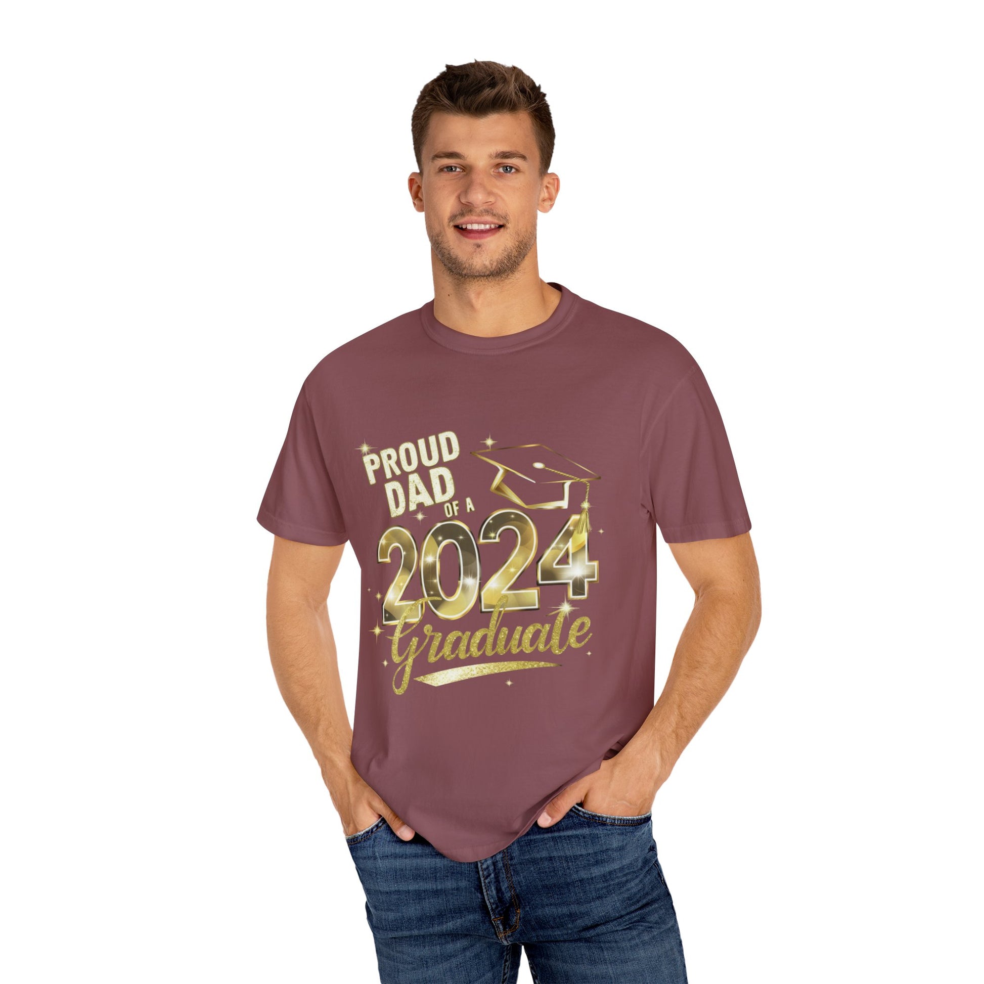 Proud of Dad 2024 Graduate Unisex Garment-dyed T-shirt Cotton Funny Humorous Graphic Soft Premium Unisex Men Women Brick T-shirt Birthday Gift-30