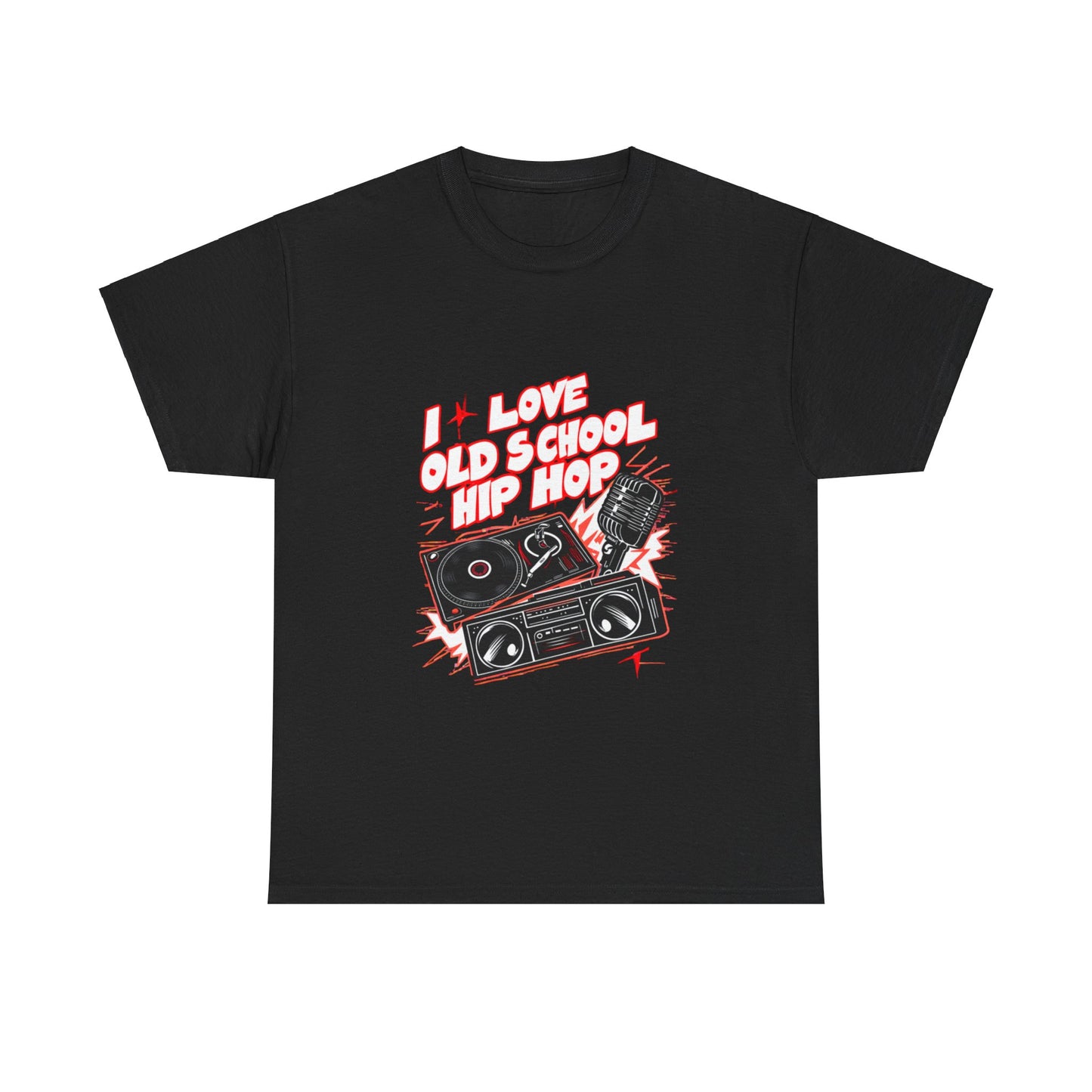 I Love Old School Hip Hop Urban Graphic Unisex Heavy Cotton Tee Cotton Funny Humorous Graphic Soft Premium Unisex Men Women Black T-shirt Birthday Gift-1