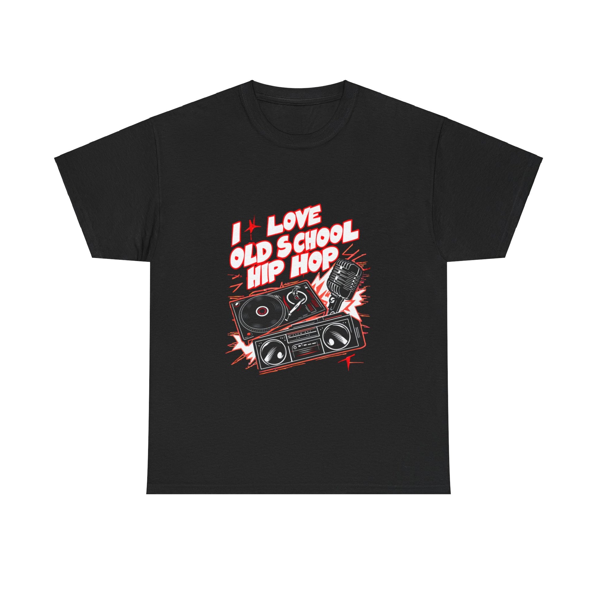 I Love Old School Hip Hop Urban Graphic Unisex Heavy Cotton Tee Cotton Funny Humorous Graphic Soft Premium Unisex Men Women Black T-shirt Birthday Gift-1