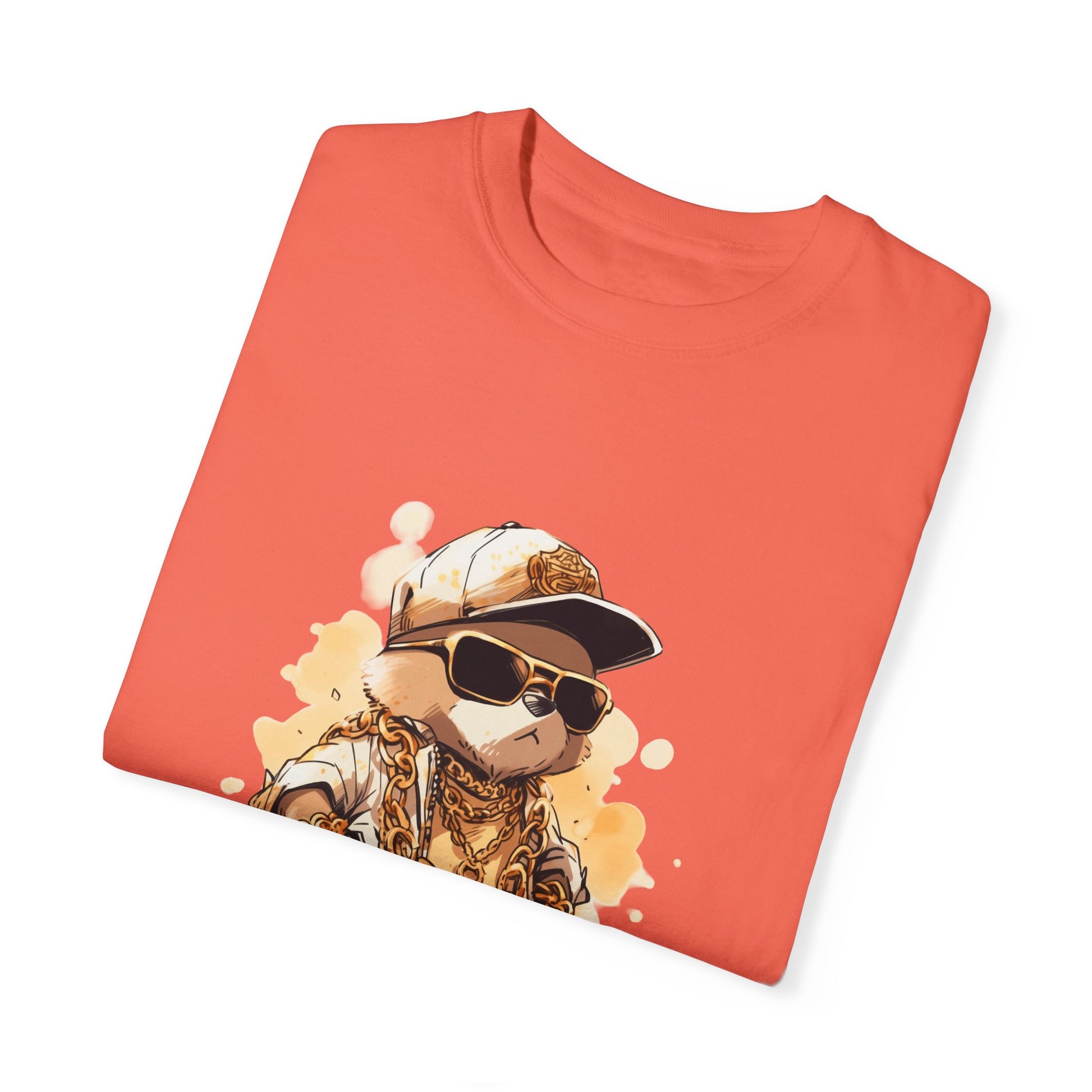 Hip Hop Teddy Bear Graphic Unisex Garment-dyed T-shirt Cotton Funny Humorous Graphic Soft Premium Unisex Men Women Bright Salmon T-shirt Birthday Gift-32