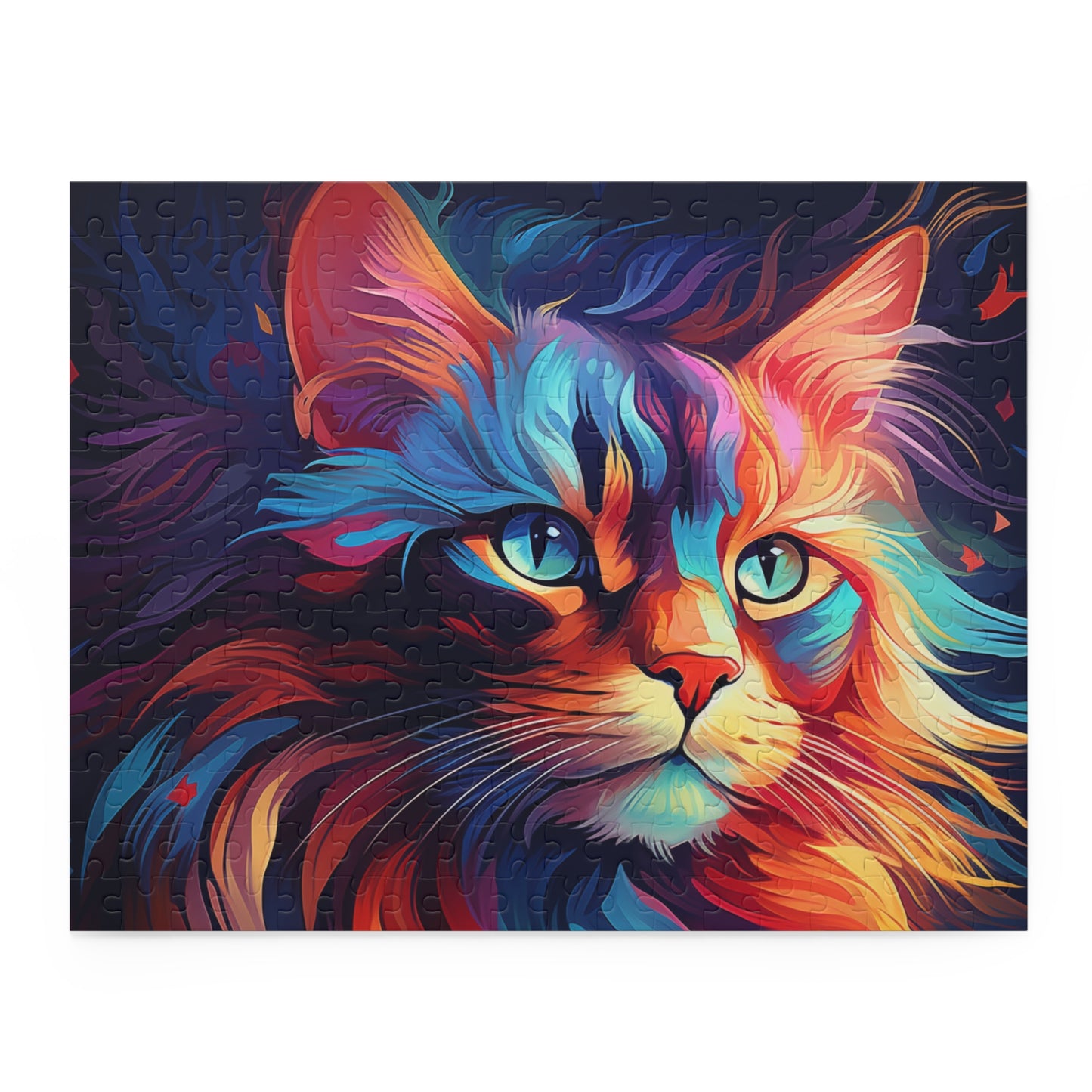 Vibrant Abstract Watercolor Cat Jigsaw Puzzle for Boys, Girls, Kids Adult Birthday Business Jigsaw Puzzle Gift for Him Funny Humorous Indoor Outdoor Game Gift For Her Online-3