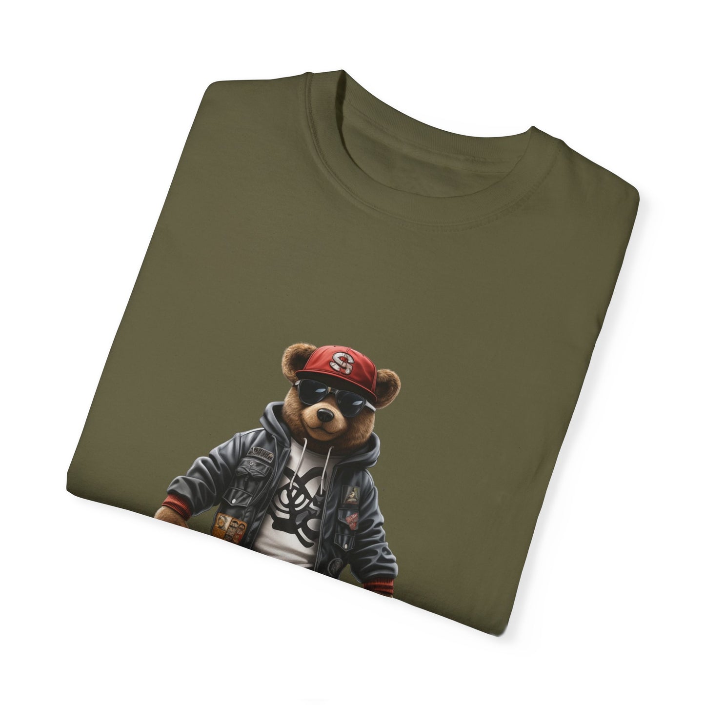 Hip Hop Teddy Bear Graphic Unisex Garment-dyed T-shirt Cotton Funny Humorous Graphic Soft Premium Unisex Men Women Sage T-shirt Birthday Gift-53