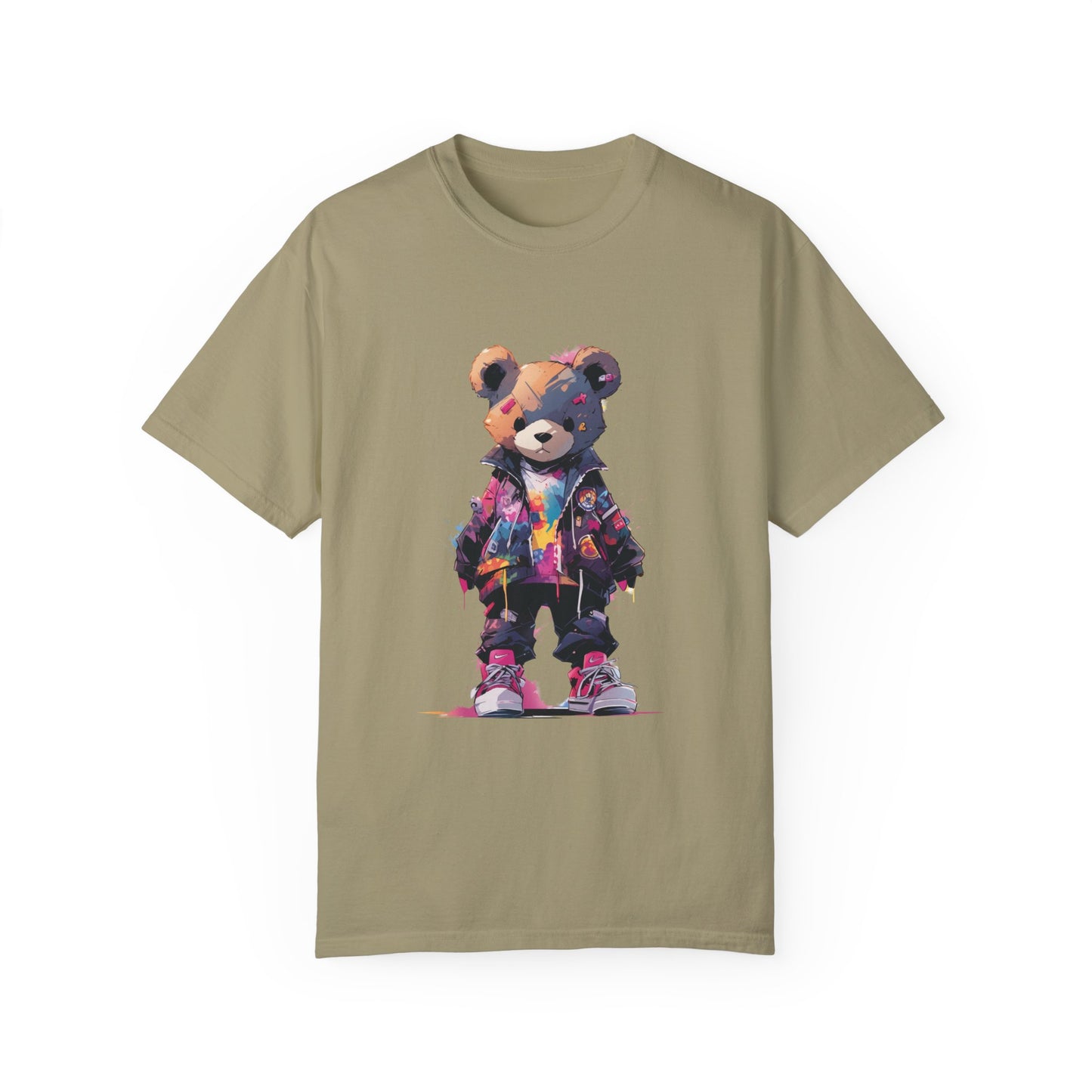 Hip Hop Teddy Bear Graphic Unisex Garment-dyed T-shirt Cotton Funny Humorous Graphic Soft Premium Unisex Men Women Khaki T-shirt Birthday Gift-11