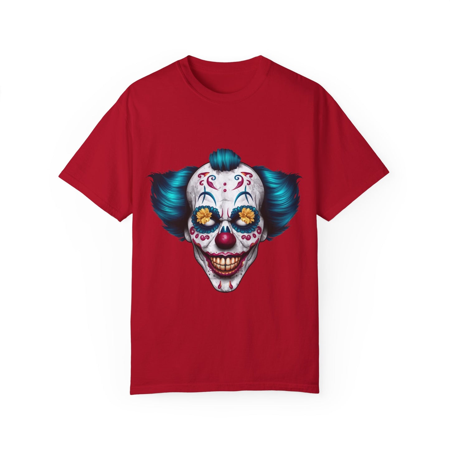 Funny Horror Scary Clown Face Urban Sarcastic Graphic Unisex Garment Dyed T-shirt Cotton Funny Humorous Graphic Soft Premium Unisex Men Women Red T-shirt Birthday Gift-2