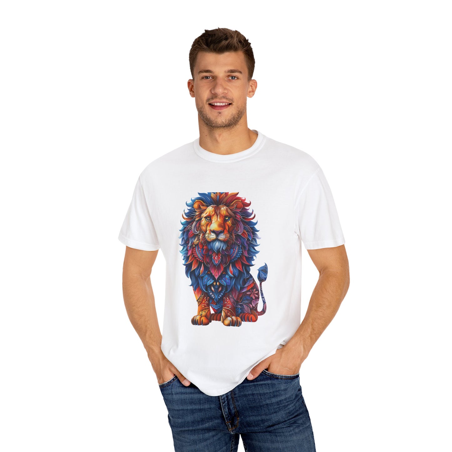 Copy of Lion Head Cool Graphic Design Novelty Unisex Garment-dyed T-shirt Cotton Funny Humorous Graphic Soft Premium Unisex Men Women White T-shirt Birthday Gift-24