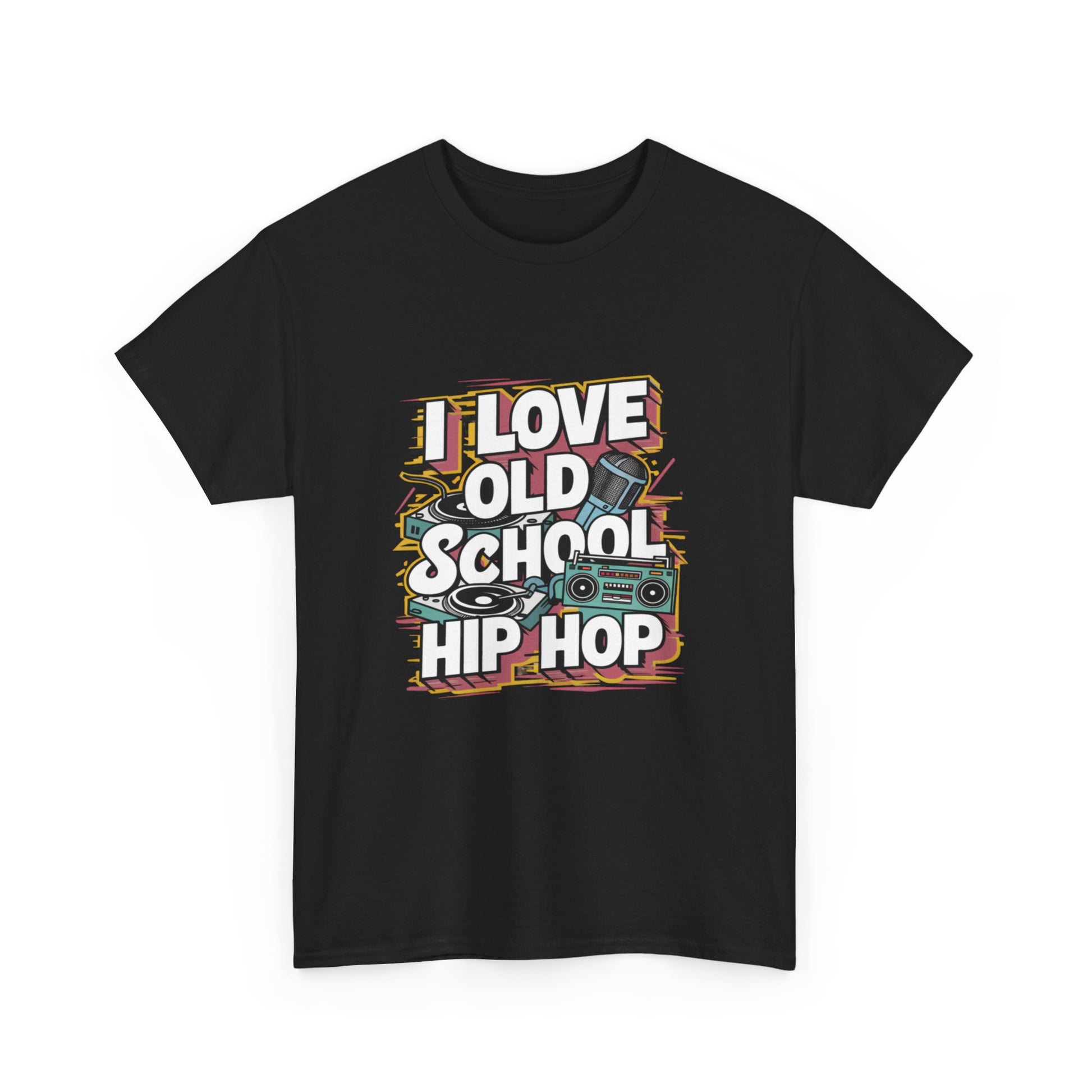 I Love Old School Hip Hop Urban Graphic Unisex Heavy Cotton Tee Cotton Funny Humorous Graphic Soft Premium Unisex Men Women Black T-shirt Birthday Gift-15