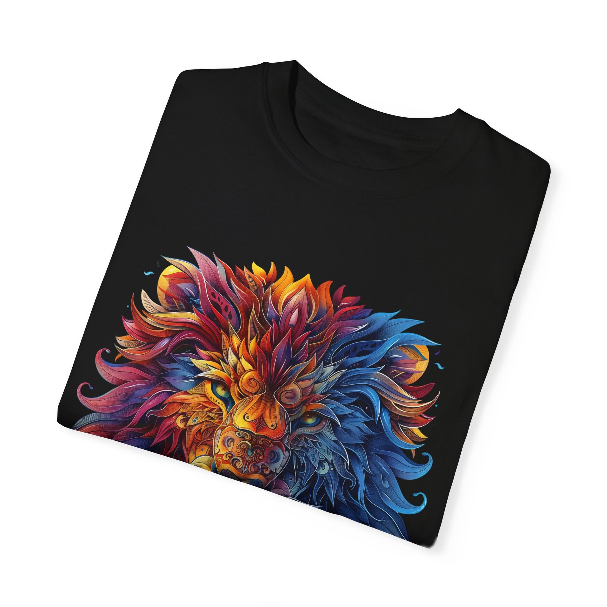 Lion Head Cool Graphic Design Novelty Unisex Garment-dyed T-shirt Cotton Funny Humorous Graphic Soft Premium Unisex Men Women Black T-shirt Birthday Gift-17