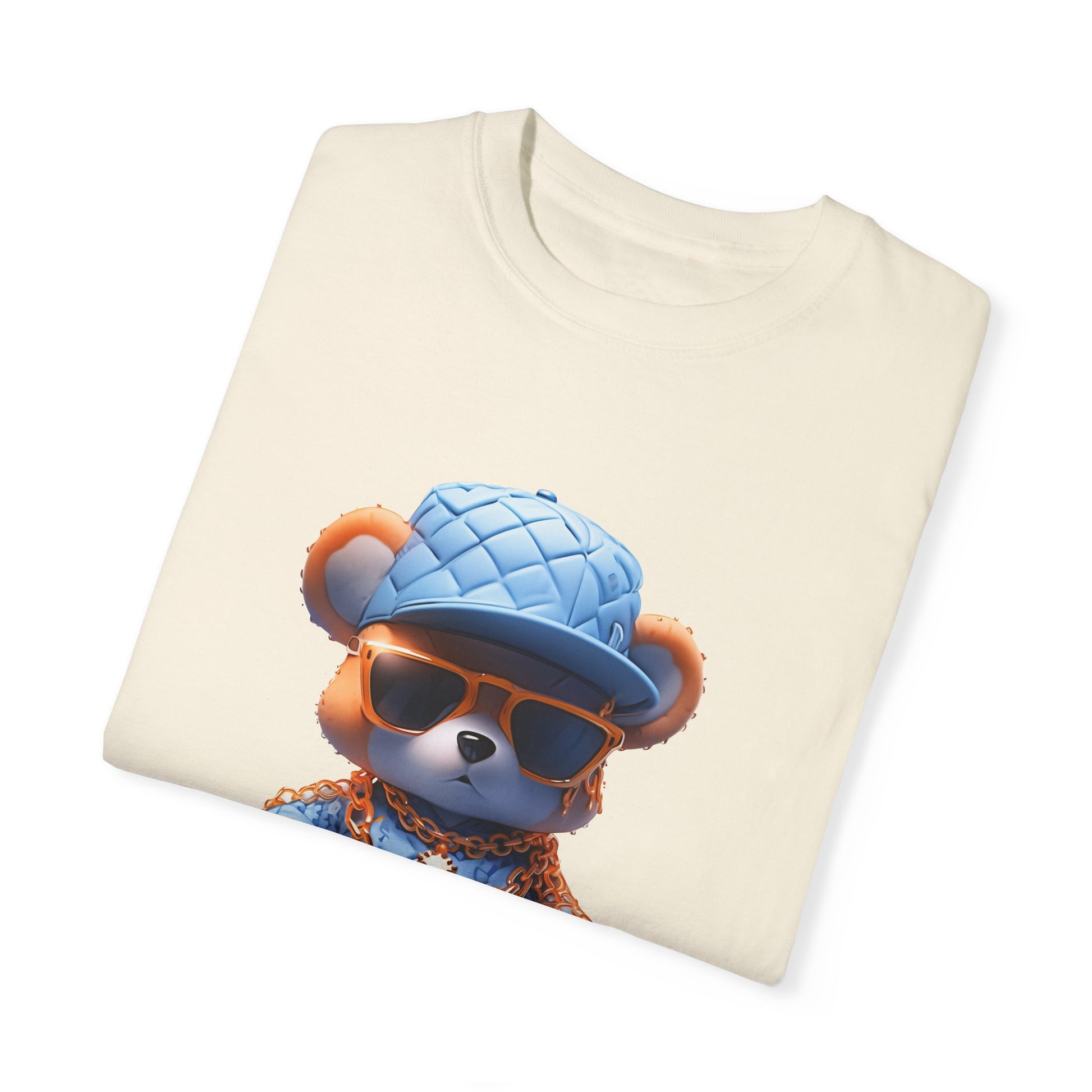 Hip Hop Teddy Bear Graphic Unisex Garment-dyed T-shirt Cotton Funny Humorous Graphic Soft Premium Unisex Men Women Ivory T-shirt Birthday Gift-44