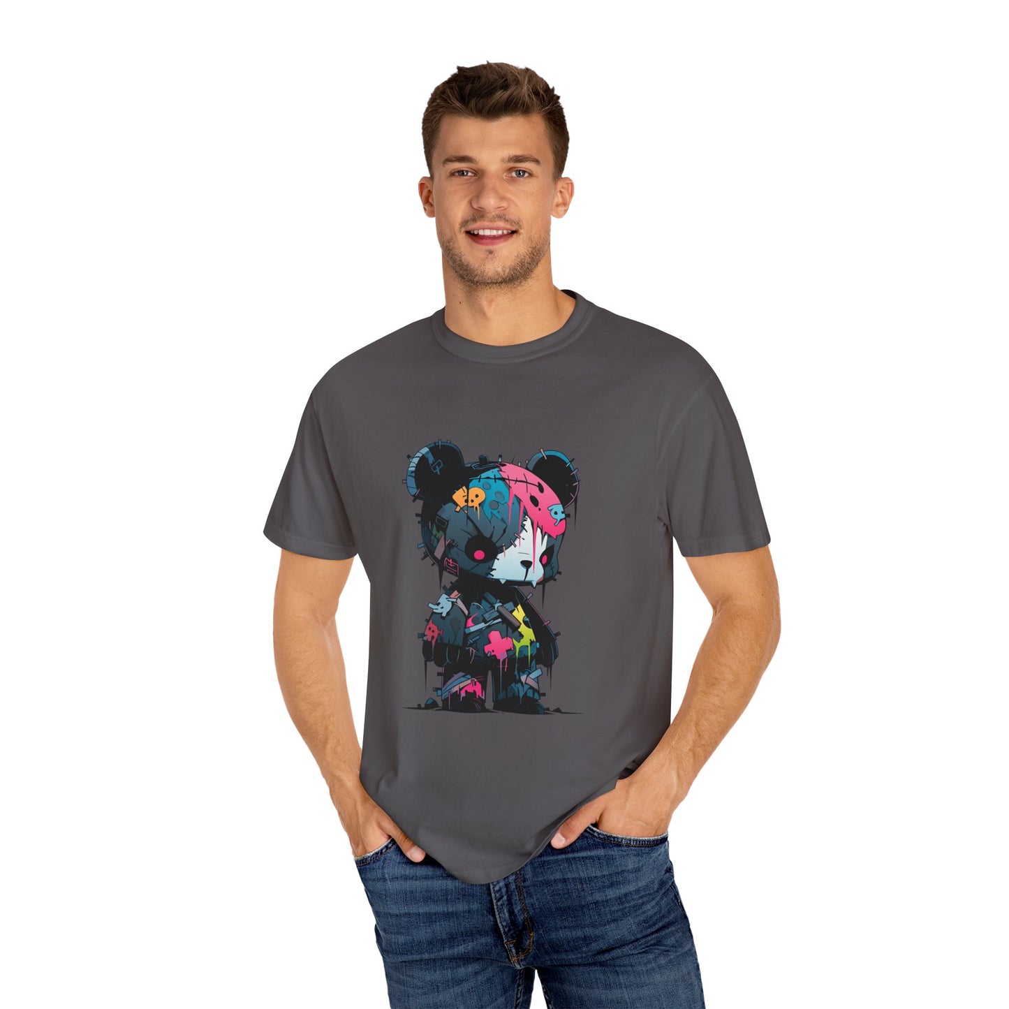 Hip Hop Teddy Bear Graphic Unisex Garment-dyed T-shirt Cotton Funny Humorous Graphic Soft Premium Unisex Men Women Graphite T-shirt Birthday Gift-39