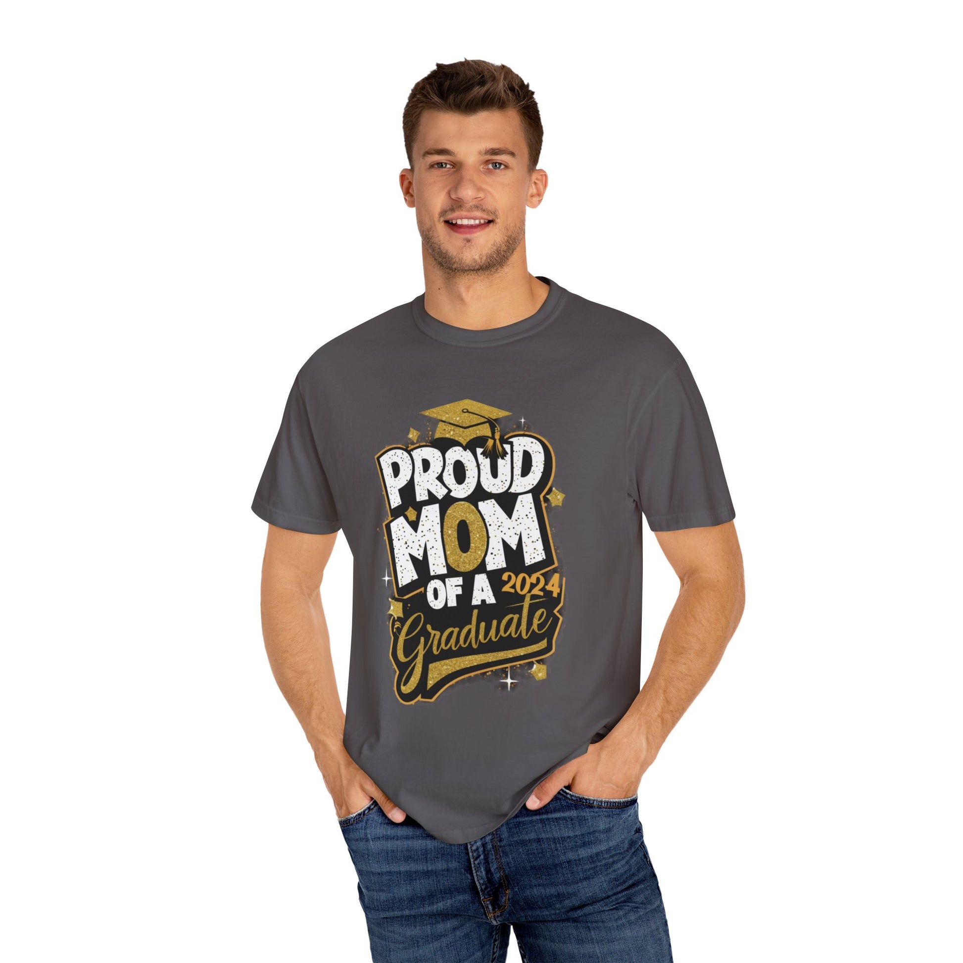Proud Mom of a 2024 Graduate Unisex Garment-dyed T-shirt Cotton Funny Humorous Graphic Soft Premium Unisex Men Women Graphite T-shirt Birthday Gift-39