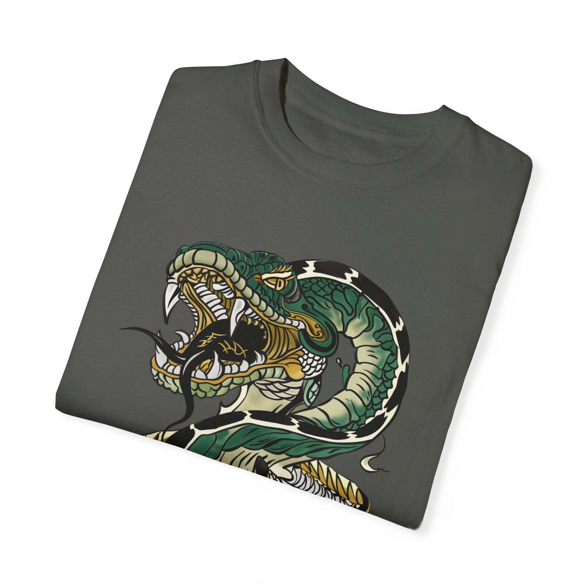 Irezumi Art King Cobra Snake Japanese Tattoo Style Graphic Unisex Garment-dyed T-shirt Cotton Funny Humorous Graphic Soft Premium Unisex Men Women Pepper T-shirt Birthday Gift-50