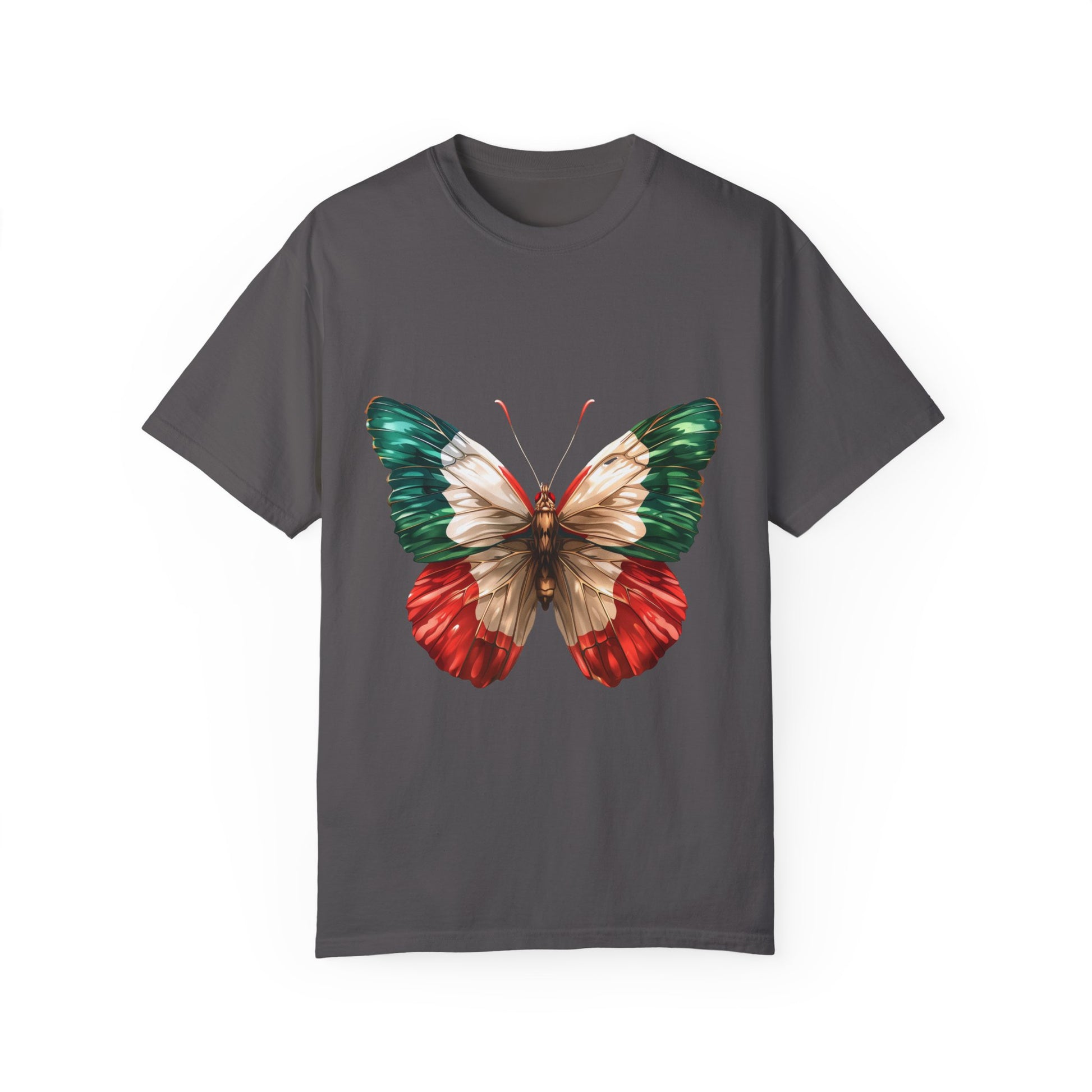 Mexico Flag Butterfly Graphic Unisex Garment Dyed T-shirt Cotton Funny Humorous Graphic Soft Premium Unisex Men Women Graphite T-shirt Birthday Gift-8