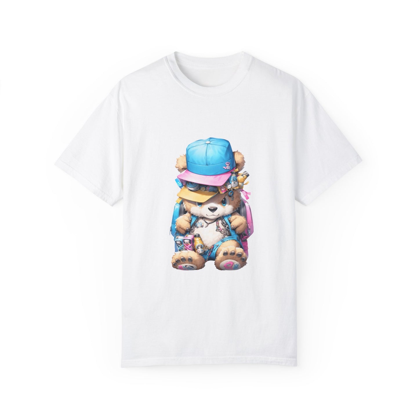 Hip Hop Teddy Bear Graphic Unisex Garment-dyed T-shirt Cotton Funny Humorous Graphic Soft Premium Unisex Men Women White T-shirt Birthday Gift-3