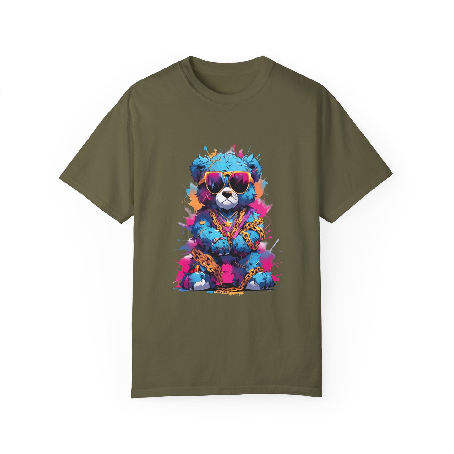 Hip Hop Teddy Bear Graphic Unisex Garment-dyed T-shirt Cotton Funny Humorous Graphic Soft Premium Unisex Men Women Sage T-shirt Birthday Gift-13