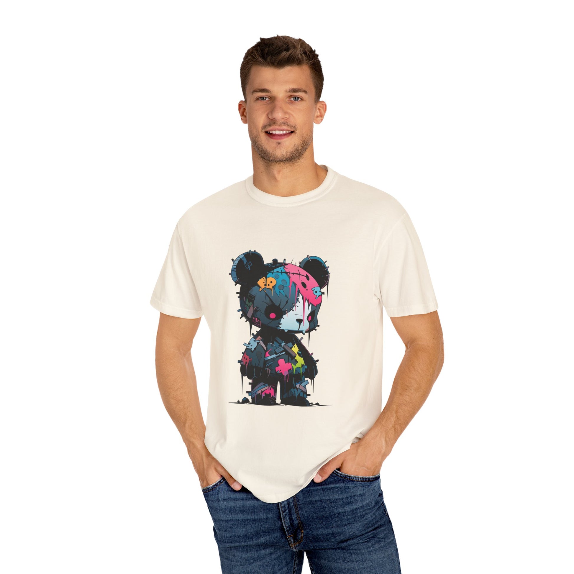 Hip Hop Teddy Bear Graphic Unisex Garment-dyed T-shirt Cotton Funny Humorous Graphic Soft Premium Unisex Men Women Ivory T-shirt Birthday Gift-45
